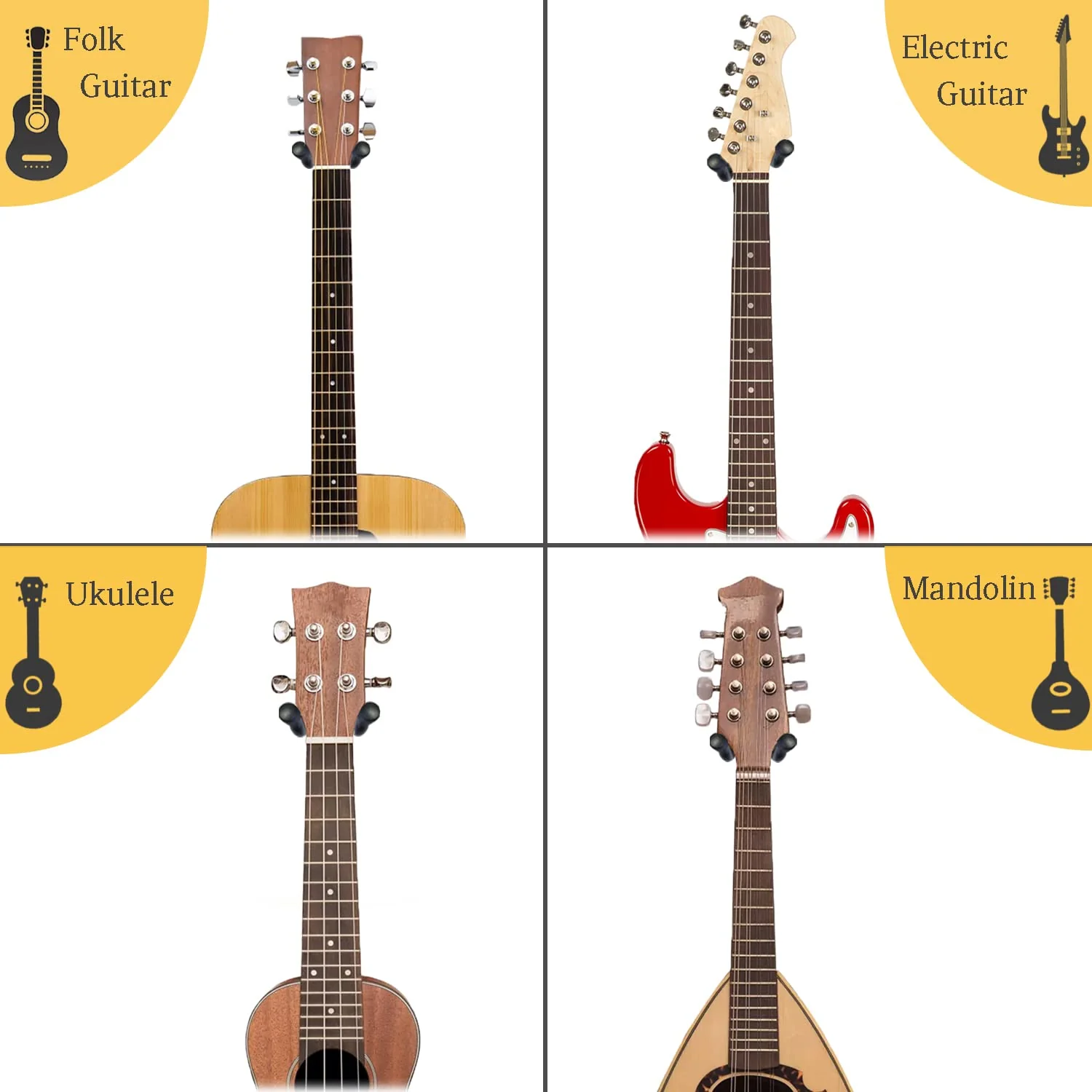 Guitar Wall Mount, Black Walnut Wood Guitar Hanger, U-Shaped Guitar Wall Hanger Mount, Guitar Holder Hook Stand Wall for Acoustic, Electric Guitar, Banjo, Bass, for Guitar Player Men Boy - Image 6