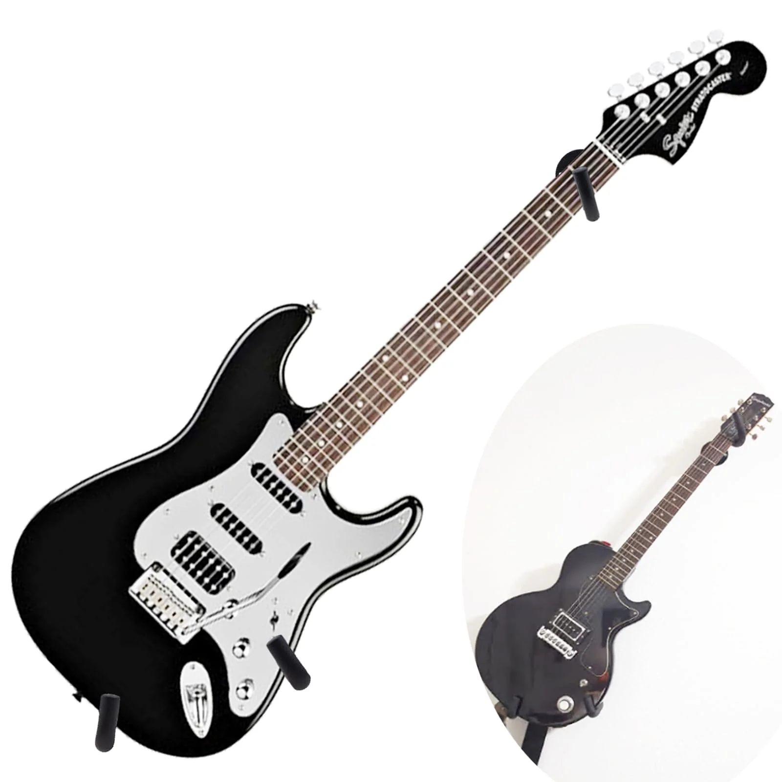 Guitar Wall Mount for Acoustic, Electric, Classical Guitar and Ukulele, Banjo, Mandolin Wall Hanger, Horizontal Guitar Holder Bass Stand Rack Hook Guitar Display Wall (2 Sets) 2 sets