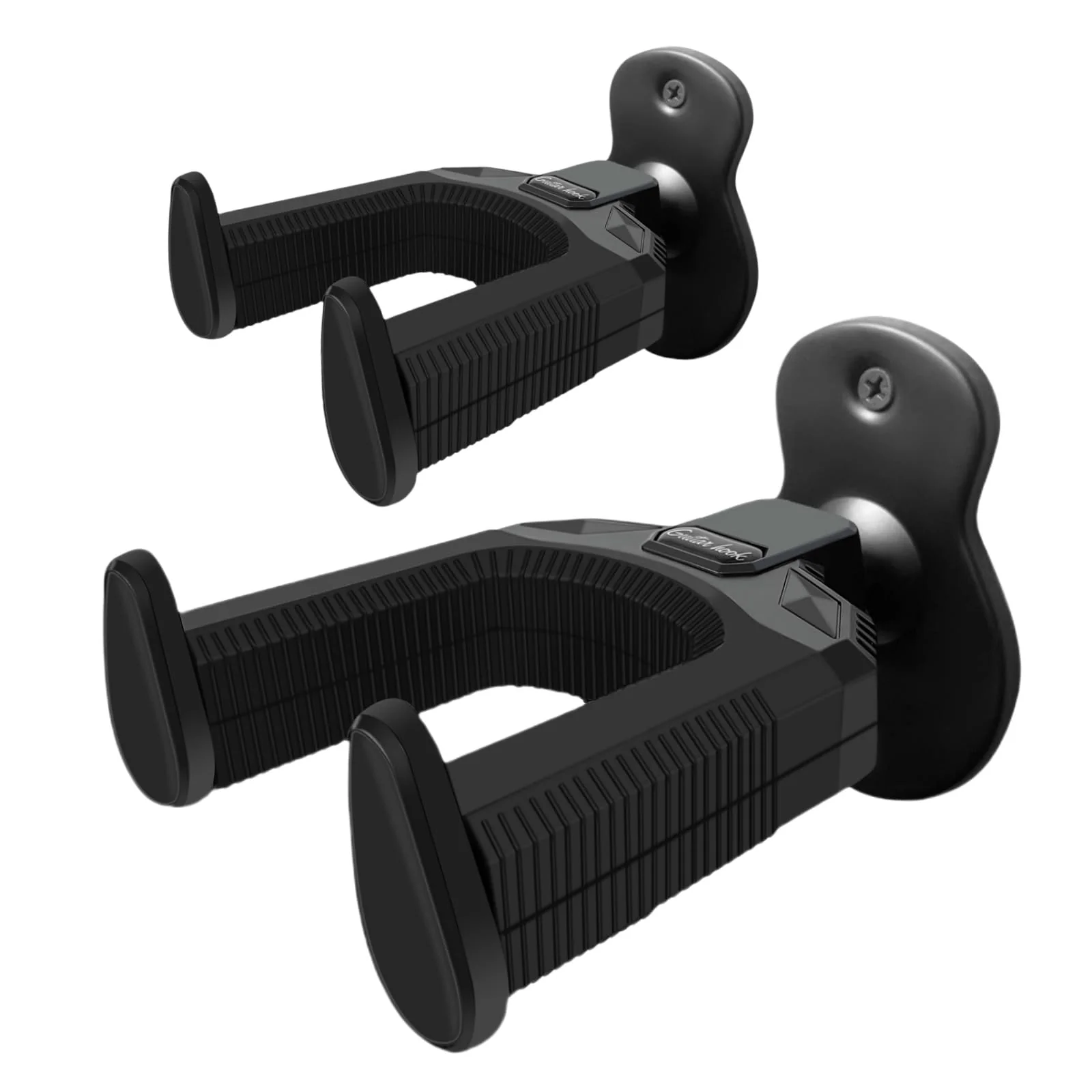 Guitar Wall Mount Hanger 2 Pack, Auto Locking Holder Hangers Hook for Acoustic, Electric, Bass, Banjo, Mandolin Stand Wall, Gift for Guitar Player, Guitar Accessories Metal 2 Pack