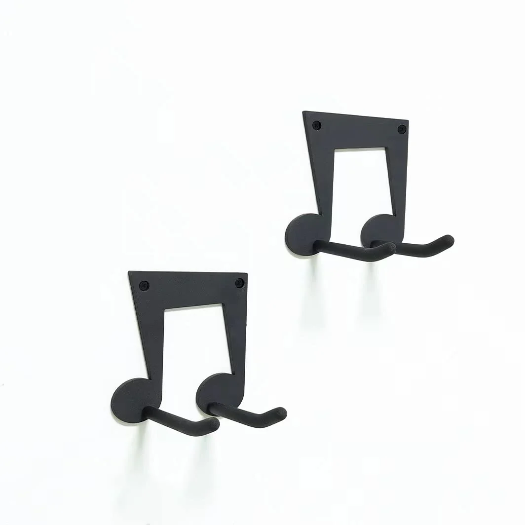 Guitar Wall Mount Hanger 2 Pack, Ukulele Mount, Steel Guitar Hangers for Wall, Guitar Hook Holder for Bass, Guitar, Violin, Black