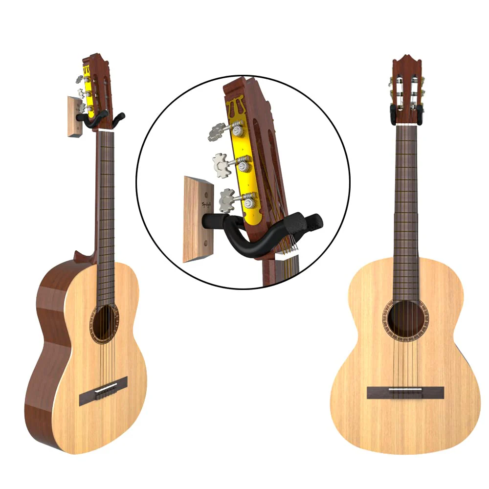 Guitar Wall Mount Hanger 3 Pack, Guitar Hanger,Black Walnut Guitar Hook Holder Stand for Acoustic Electric Bass Guitar Ukulele Mandolin at Home, Studio - Image 5