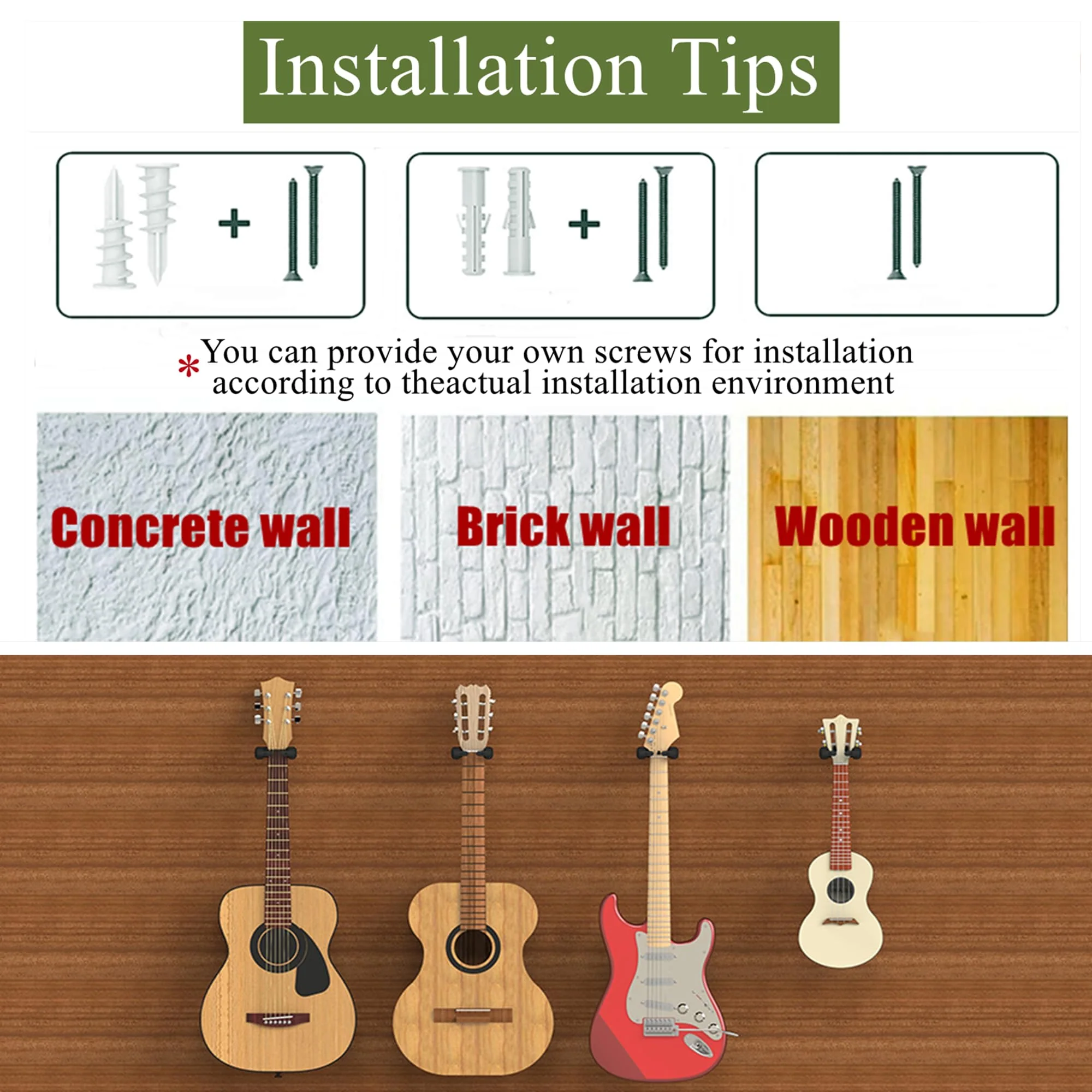 Guitar Wall Mount with Auto-Lock & Auto-Rotate Mechanism | 10KG+ Heavy Duty | Universal Mount for All Headstock/Neck Widths, Classical, Acoustic, Electric Guitars, Bass, etc(Wood Red) Wood Red - Image 7