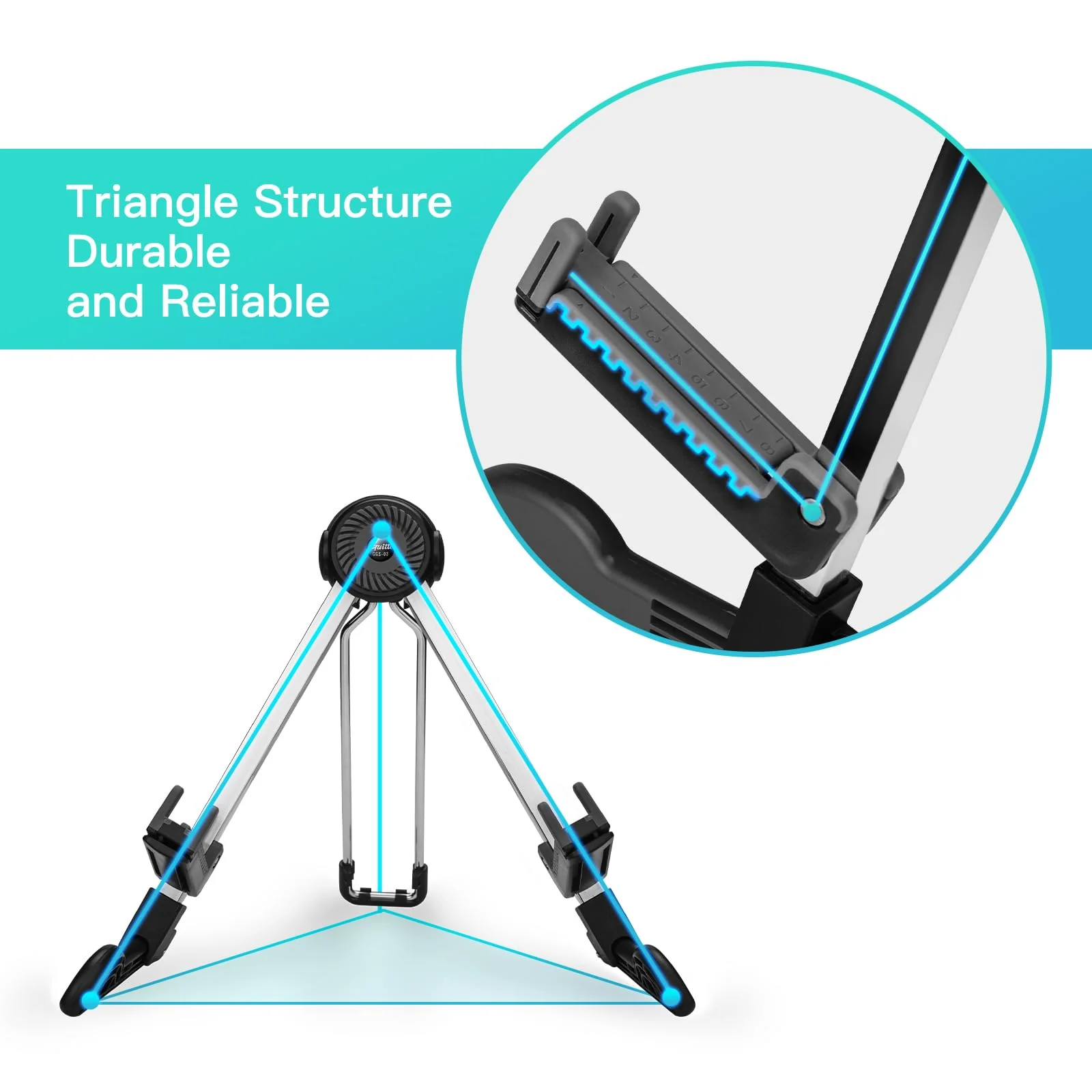 GUITTO Guitar Stand - Electric and Acoustic, Floor Standing Holder for Guitars, Bass, Banjo, Cello - Portable, Foldable, and Small A-Frame Design GGS-03 Black - Image 2