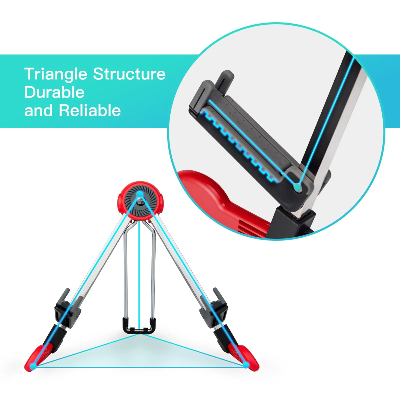 GUITTO Guitar Stand Floor Universal Folding Tripod Guitar Stands for Acoustic Electric Guitars Bass Accessories Banjo Stand GGS-03 Red - Image 4