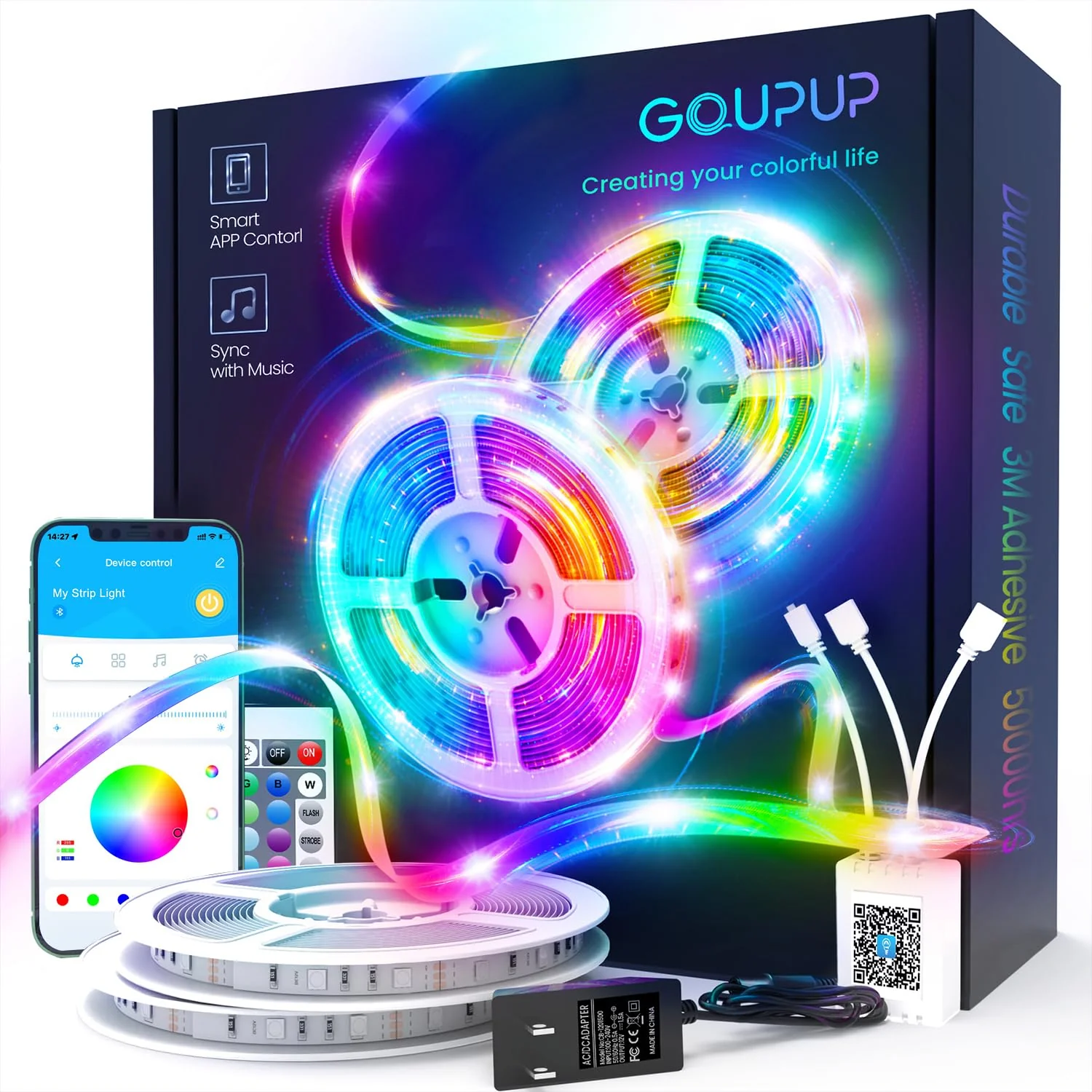 GUPUP LED Strip Lights,Rope Lights,Bluetooth APP Control,Color Changing Light Strip,Lights sync with Music,para cuarto,LED Lights for Bedroom... 100 FT