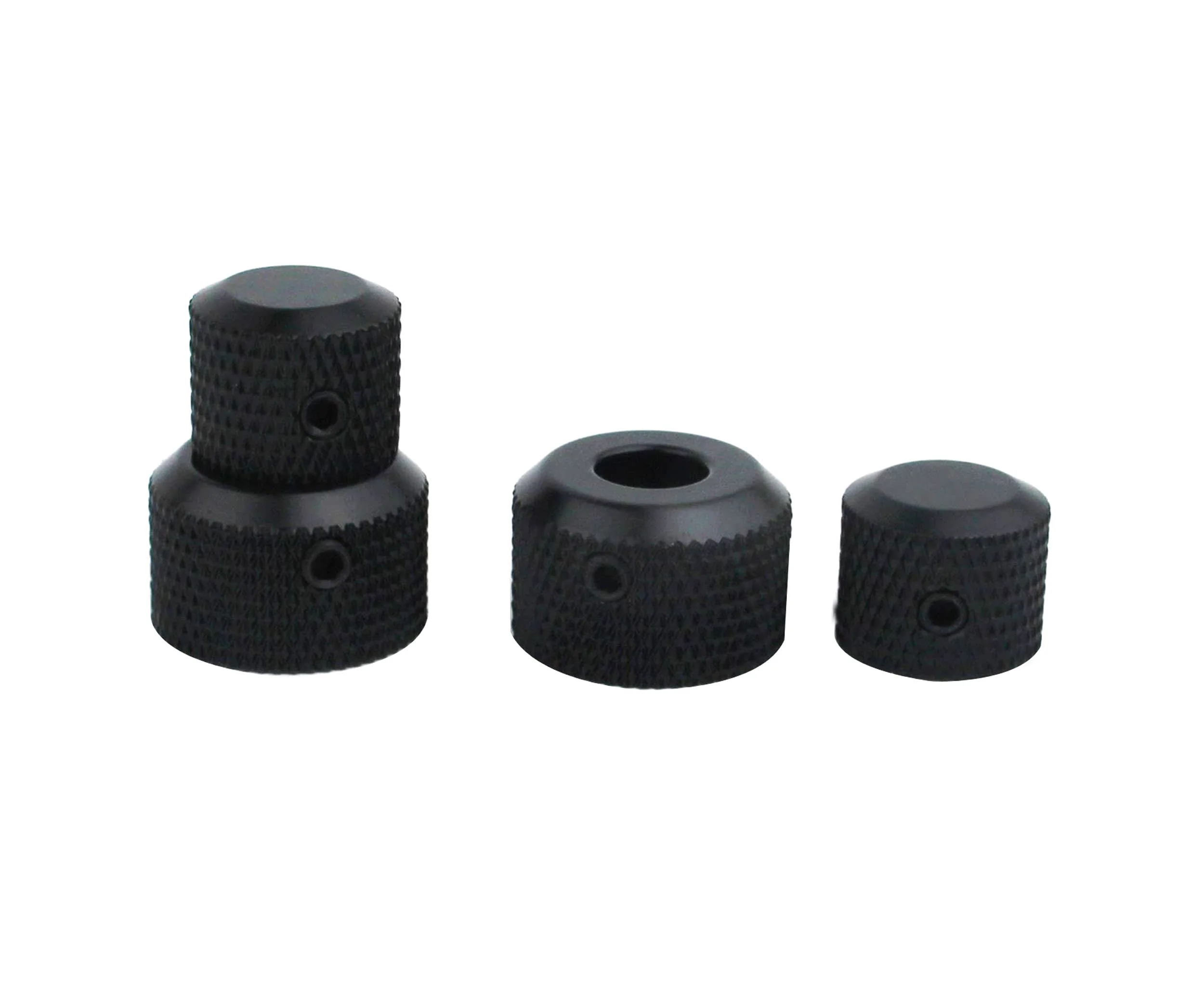 Guyker 2Pcs Brass Concentric Stacked Knobs, Dual Knurled Control Knobs, High Grade Dome Volume Tone Knob Replacement for Electric Guitar or Precision Bass - CNC Machined (Black) Black - Image 3