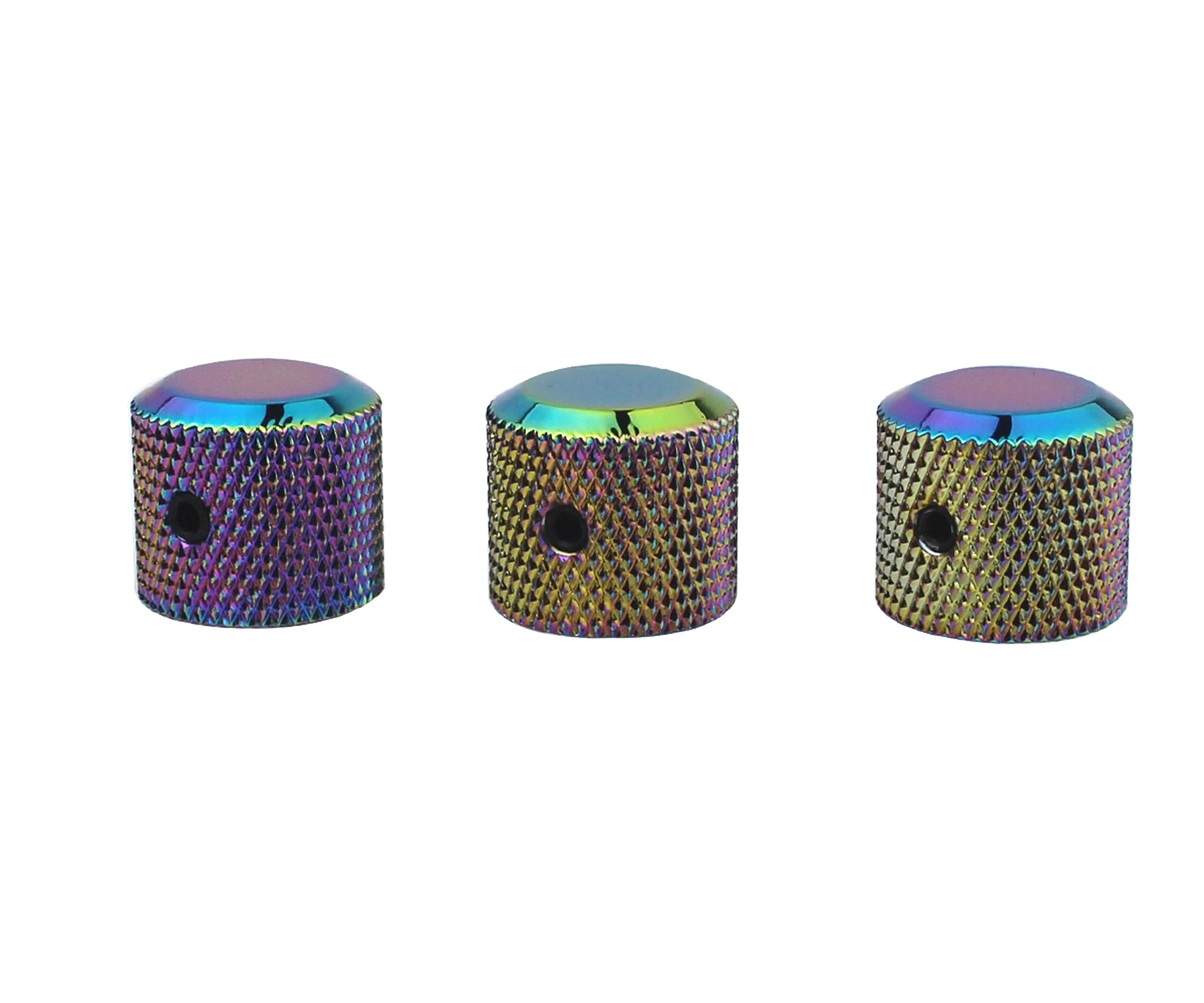 Guyker 3Pcs Potentiometer Control Knobs with 6mm(0.24”) Dia. Shaft Pot - High Grade Knurled Volume Tuning Audio Knob Replacement for Electric Guitar or Precision Bass - CNC Machined(Rainbow Chameleon) Rainbow Chameleon - Image 2