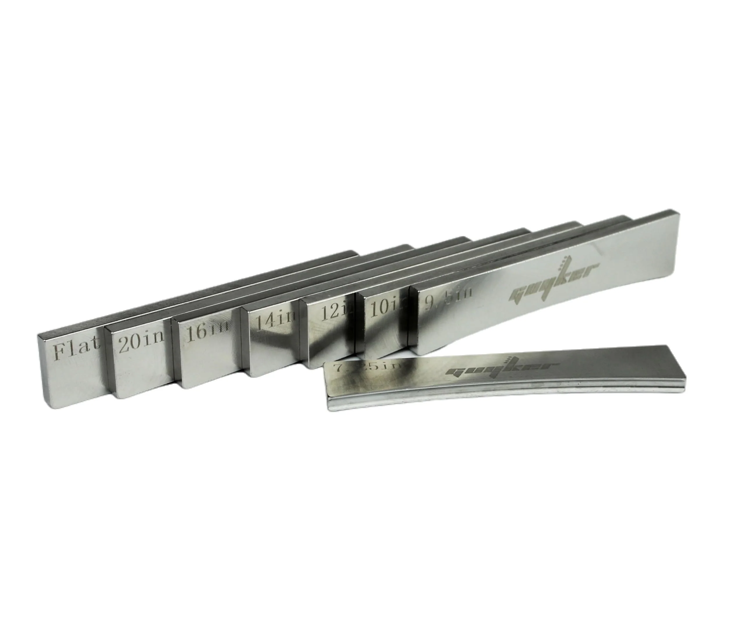 Guyker 8Pcs Flat, 7.25, 9.5, 10, 12, 14, 16, 20 Radius Guitar Fret Press Insert, 304 Stainless Steel Machine Pressure Fingerboard Radian Fret Insert for Acoustic Electric Guitar Bass Luthier DIY Tool flat/7.25/9.5/10/12/14/16/20 inch, 8pcs - Image 3