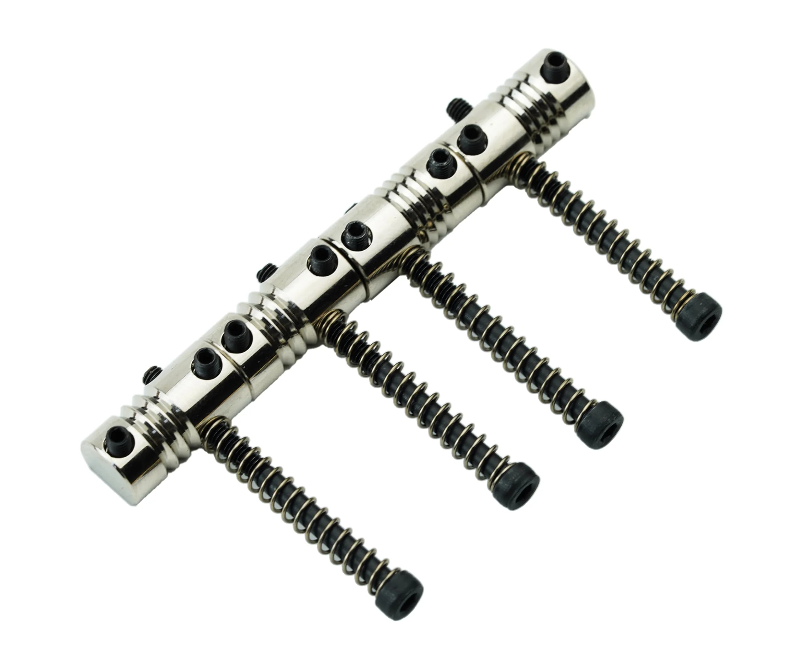 Guyker Bass Bridge Saddles, String Pitch 19mm Brass Compensated Saddles with Wrench Replacement Part (Set of 4, Chrome) - Image 2
