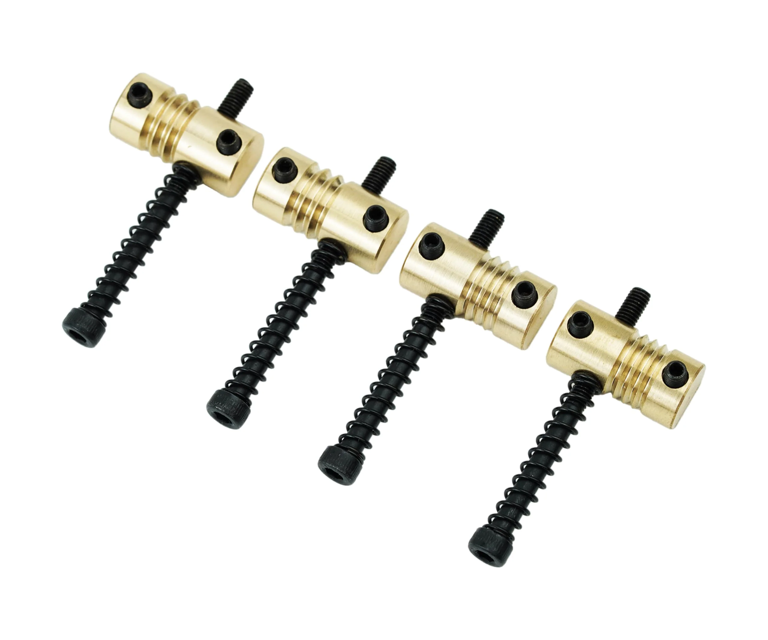 Guyker Bass Bridge Saddles, String Pitch 19mm Brass Compensated Saddles with Wrench Replacement Part (Set of 4, Gold) - Image 5