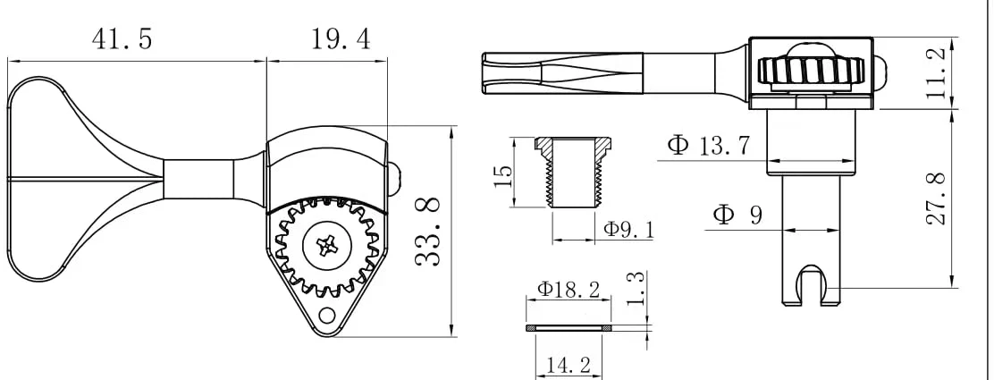 Guyker Bass Machine Head (2R + 2L) - 1:20 Ratio Open Gear Tuners Tuning Key Pegs Replacement for Electric Jazz Guitar Bass or Precision Instruments - Chrome 2R + 2L - Image 7