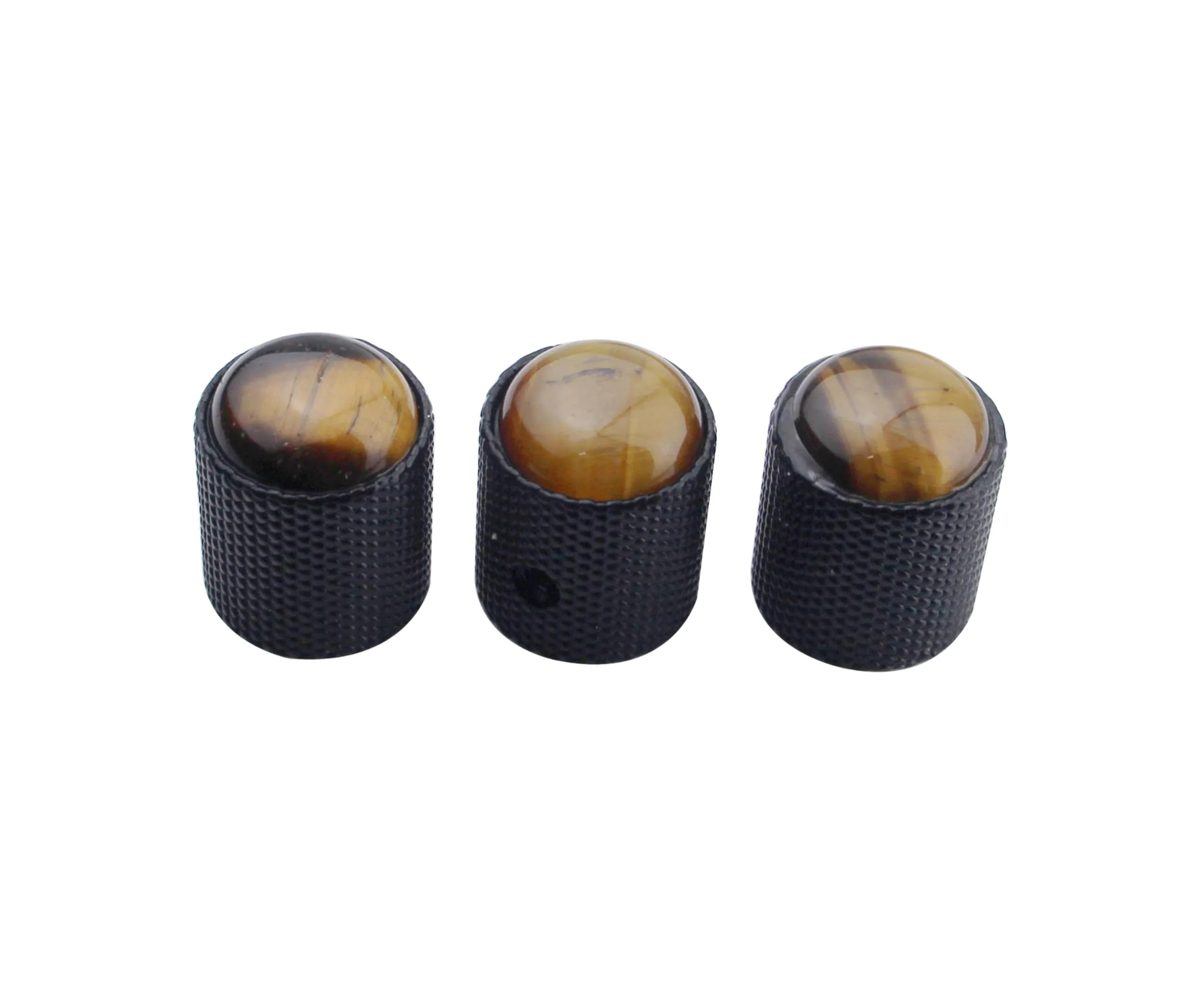 guyker Dome Guitar Bass Potentiometer Control Knobs with 6mm Dia. Shaft Pots - 3PCS Zinc Alloy Bell Speed Tone Volume Knob Replacement Part, (Tiger-Eye Top, Black) Tiger-Eye Top