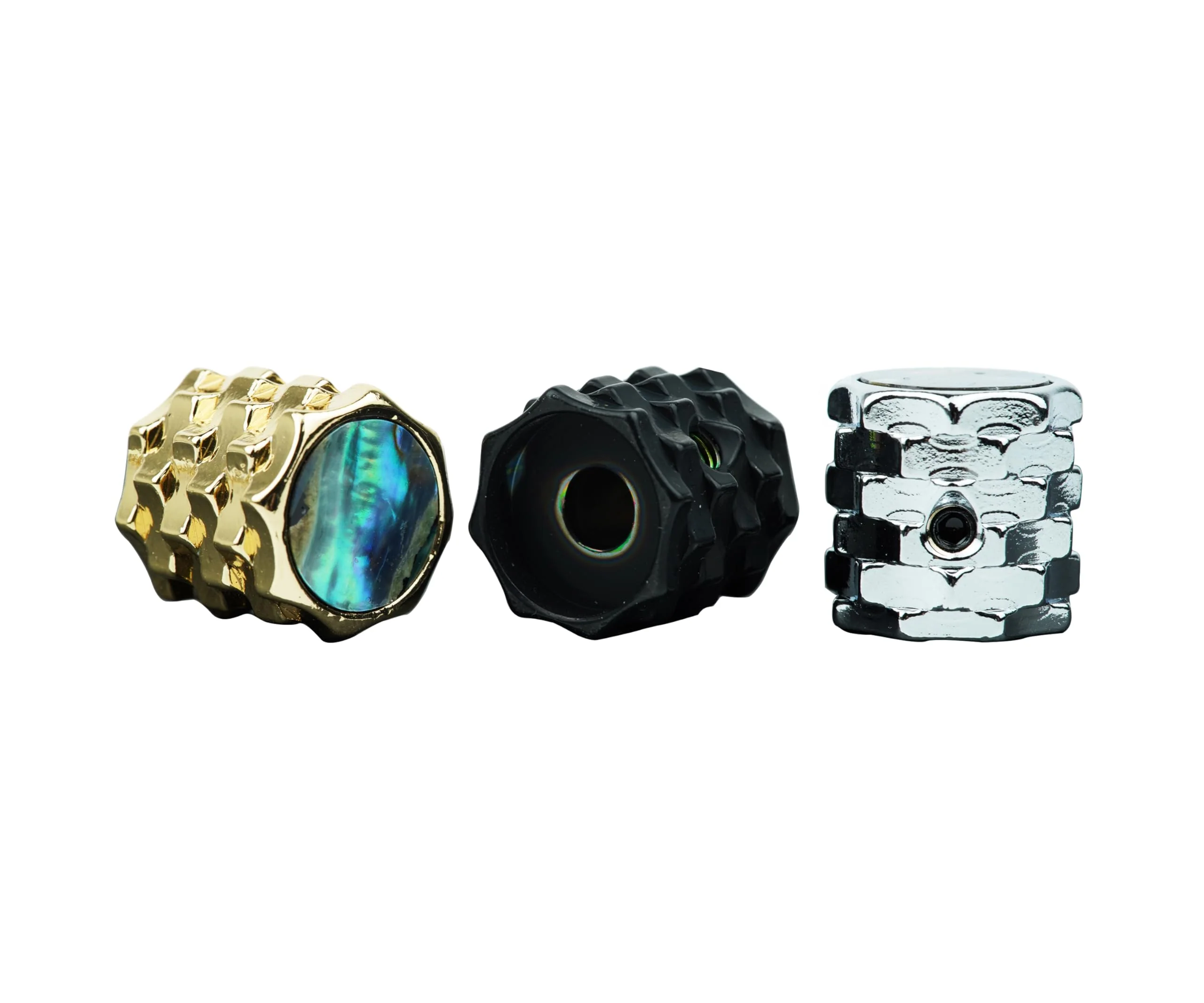 Guyker Guitar Bass Potentiometer Control Knobs with 6.3mm Dia. Shaft Pots - 3PCS Brass Dome Speed Tone Volume Switch Knob with Abalone Top Replacement Part, CKB028 Chrome Chrome, 3 Piece - Image 4