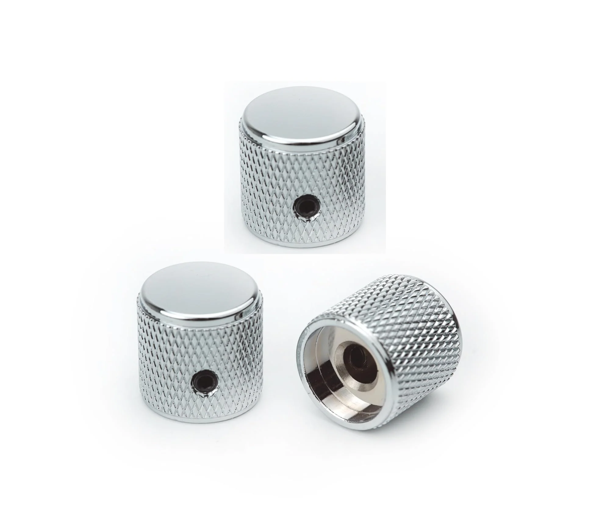 Guyker Guitar Bass Potentiometer Control Knobs with 6.5mm Dia. Shaft Pots - High Grade Brass Dome Speed Tone Volume Switch Knob Replacement for Electric Guitar or Precision Bass CKB031 (Chrome, 3PCS) Chrome, 3 Piece