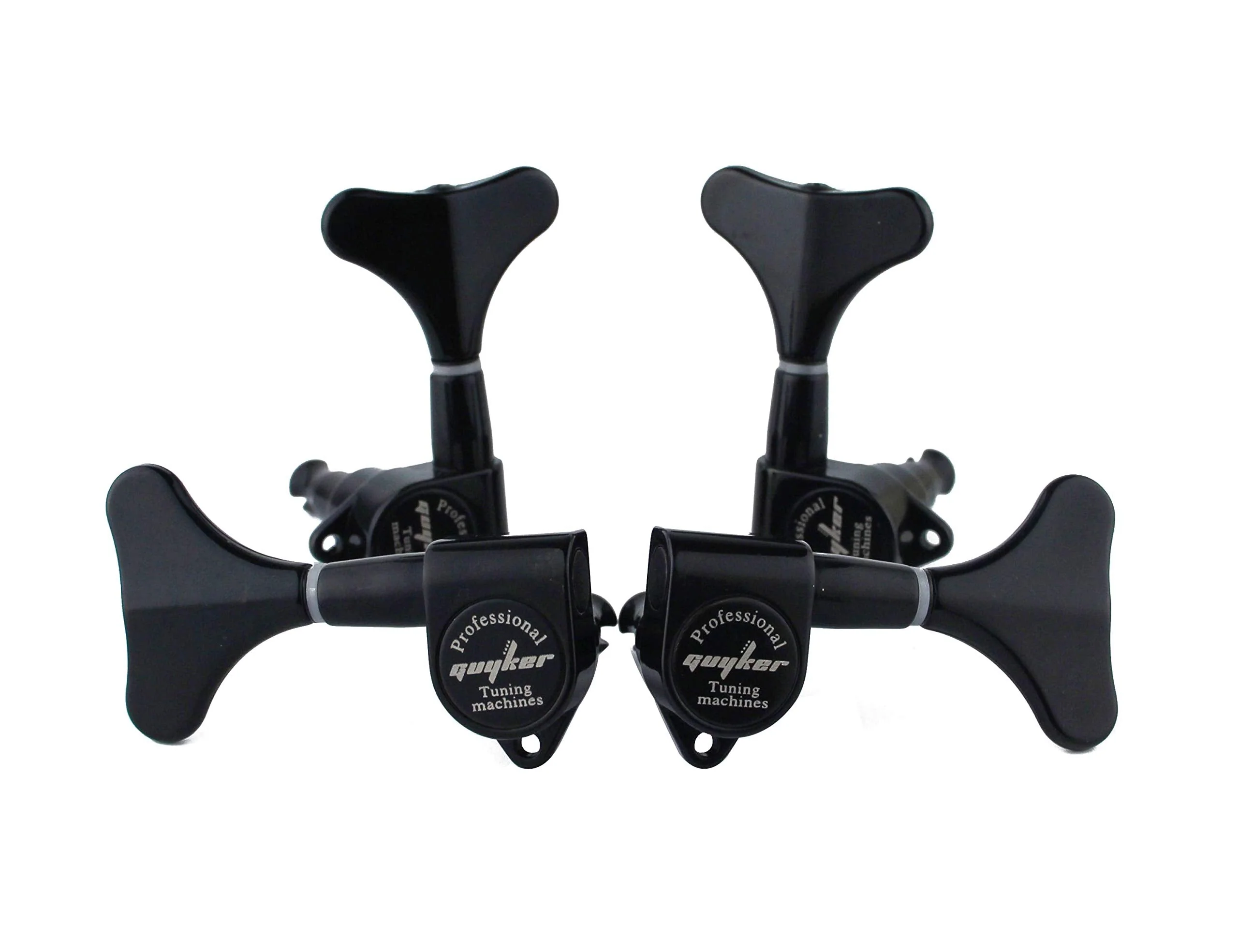 Guyker Guitar Bass Tuners (2R + 2L) - 1:17 Ratio Headstock Sealed Tuning Key Pegs Machine Head Replacement for Electric Jazz Bass or Precision Instruments - Black 2R + 2L - Image 2