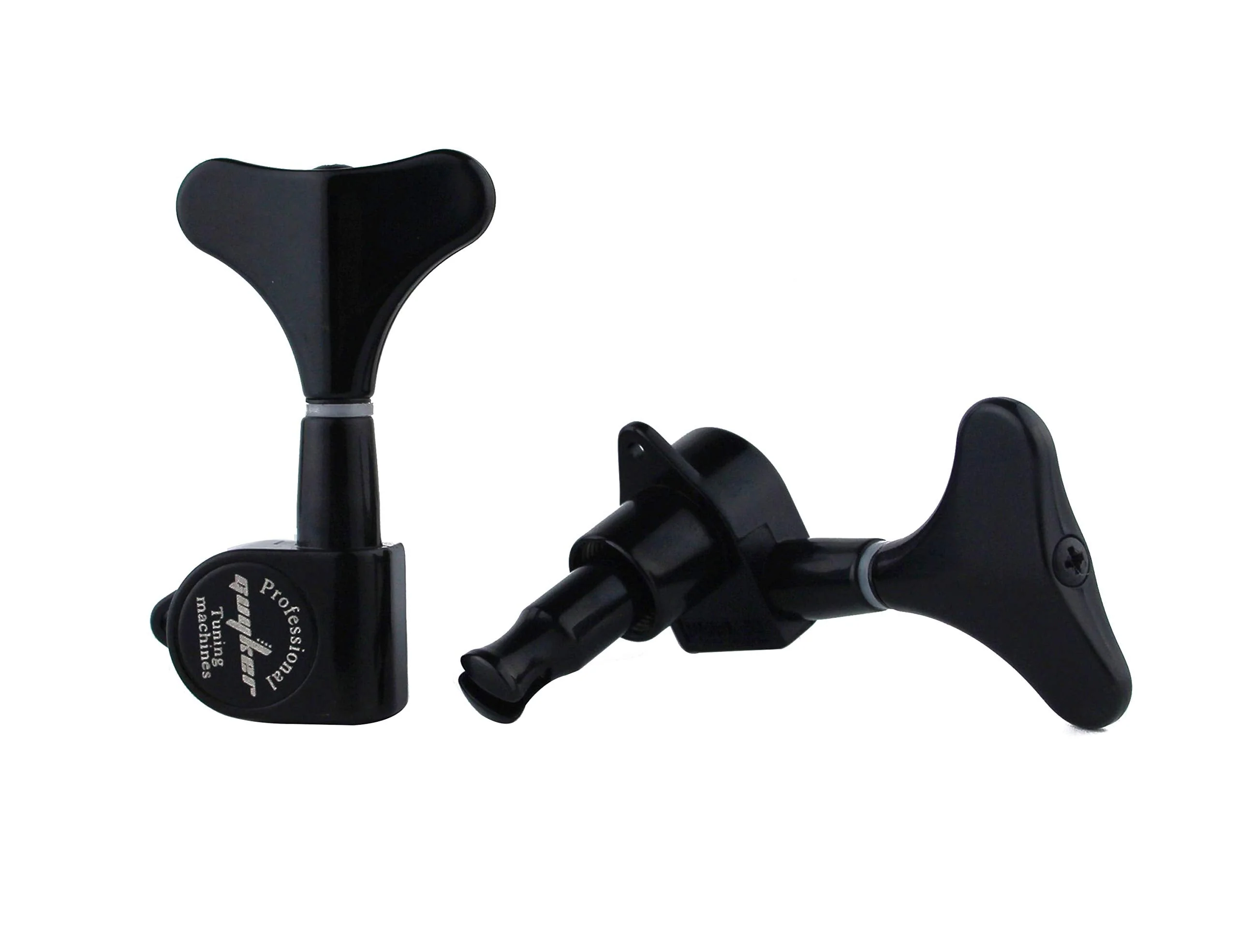 Guyker Guitar Bass Tuners (2R + 2L) - 1:17 Ratio Headstock Sealed Tuning Key Pegs Machine Head Replacement for Electric Jazz Bass or Precision Instruments - Black 2R + 2L - Image 5