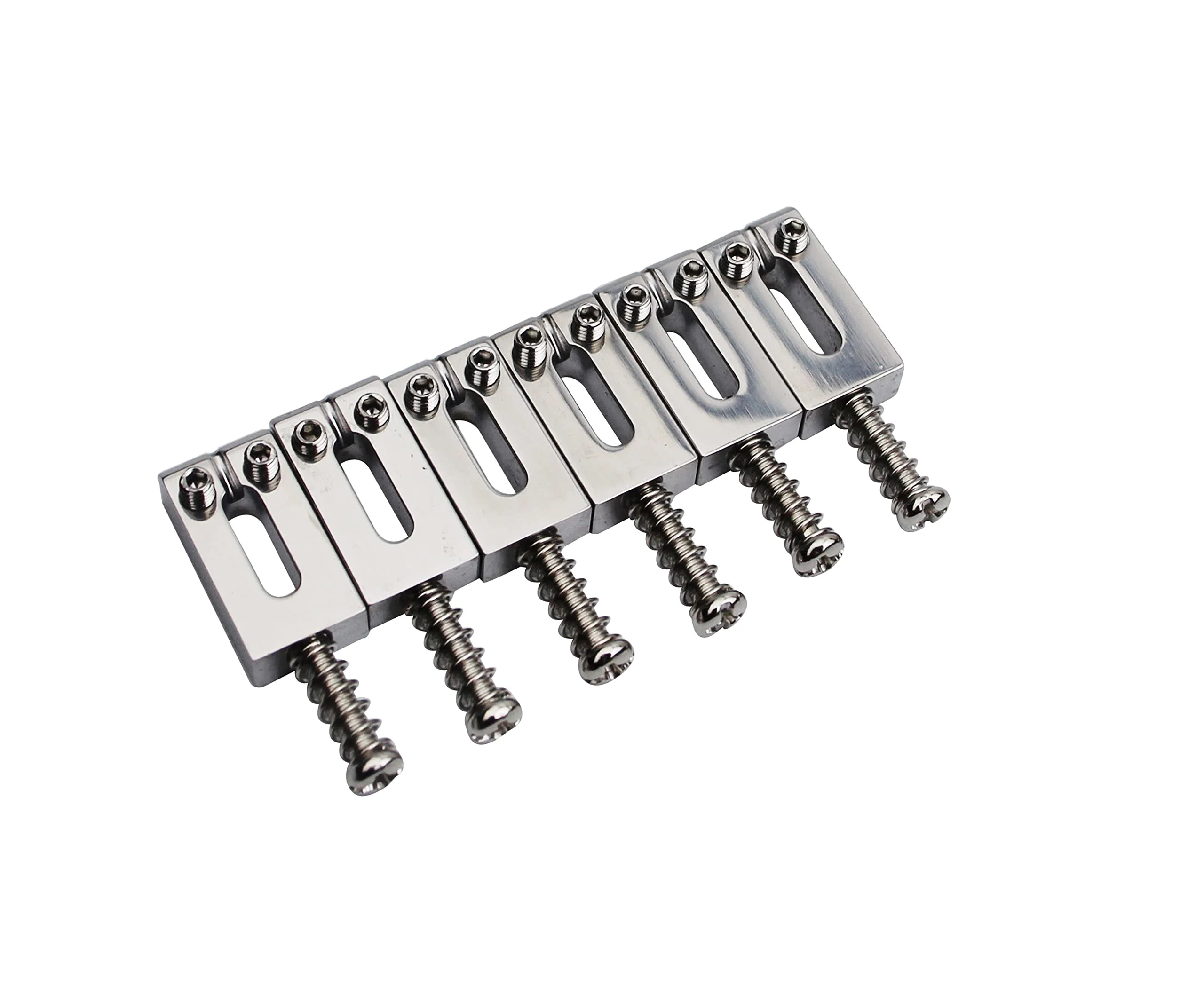 Guyker Guitar Bridge Saddles (Set of 6) - 10.5MM Stainless Steel Polished Modern Guitar Tremolo Bridge Saddles Compatible with Strat ST Electric Guitar 10.5mm, 6 Piece