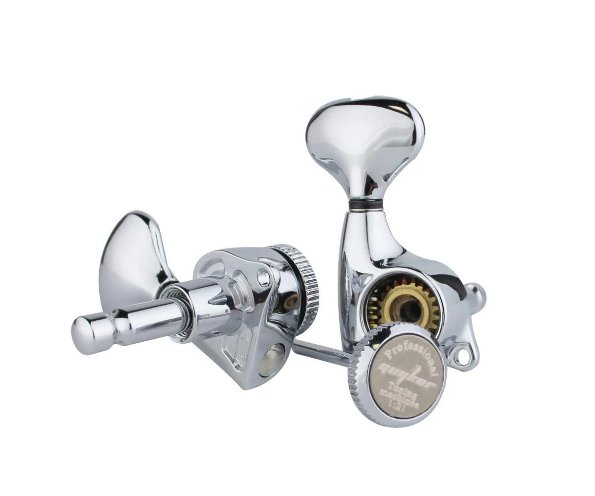 Guyker Guitar Locking Tuners (3L + 3R) - 1:21 Lock String Tuning Key Pegs Machine Head Set Replacement for ST TL SG LP Style Electric, Folk or Acoustic Guitars - Chrome - Image 2