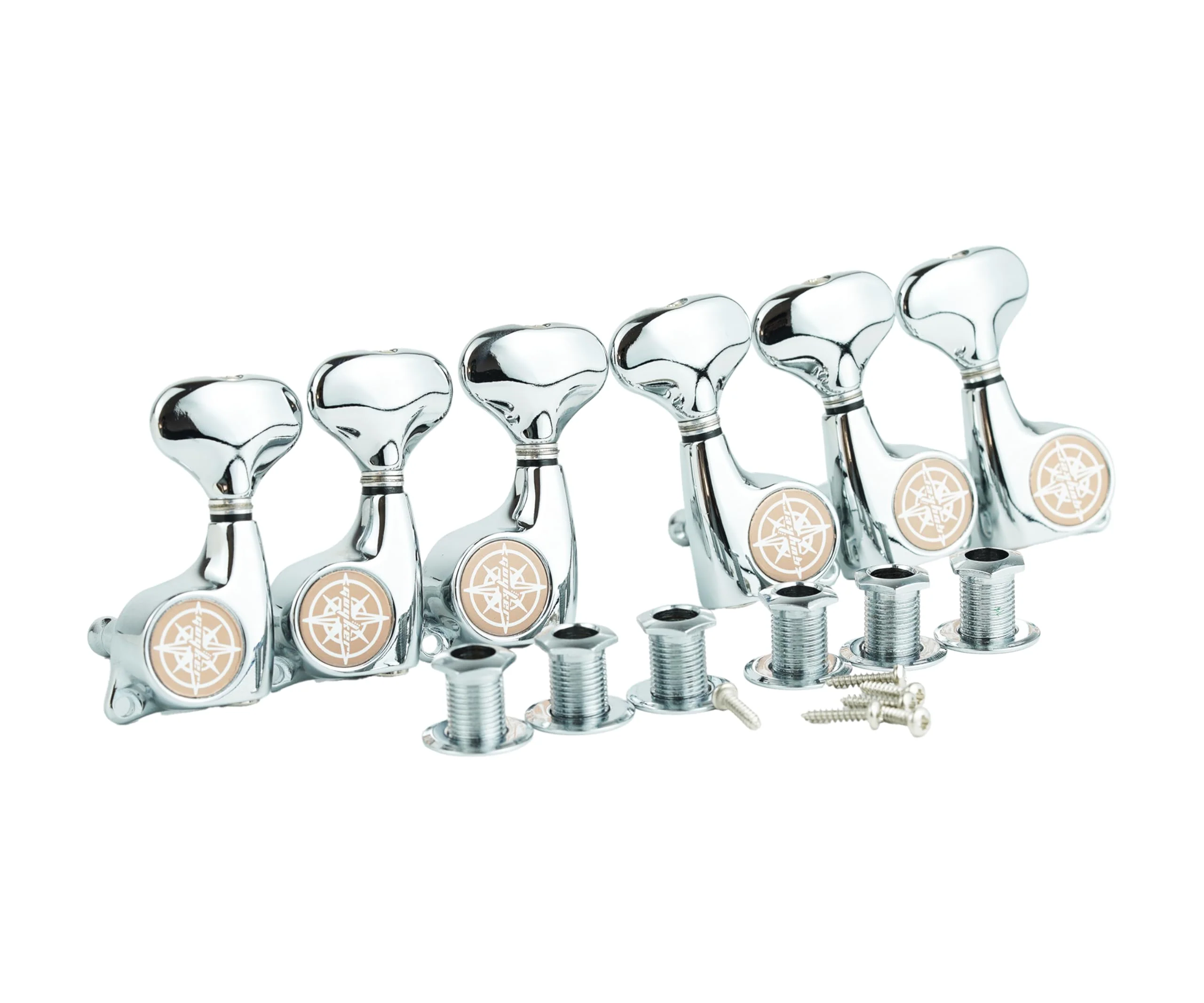 Guyker Guitar Machine Heads (3L + 3R) – 1:21 Sealed Tuning Key Pegs Tuners Set Replacement for ST TL SG Style Electric or Acoustic Guitars – Chrome