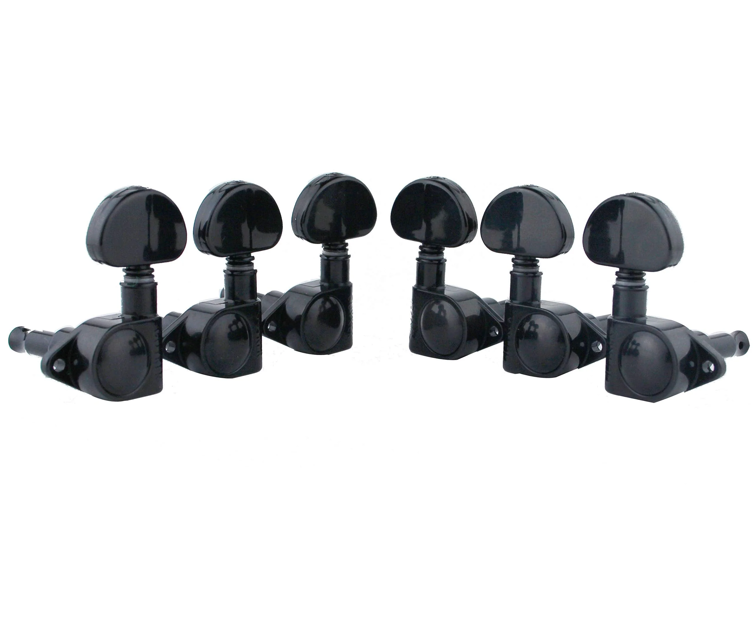 Guyker Guitar Machine Heads (3L + 3R Handed) – 1:21 Sealed Tuners Tuning Key Pegs with Big handle Replacement for Electric, Folk or Acoustic Guitars – Black, GK102B - Image 2