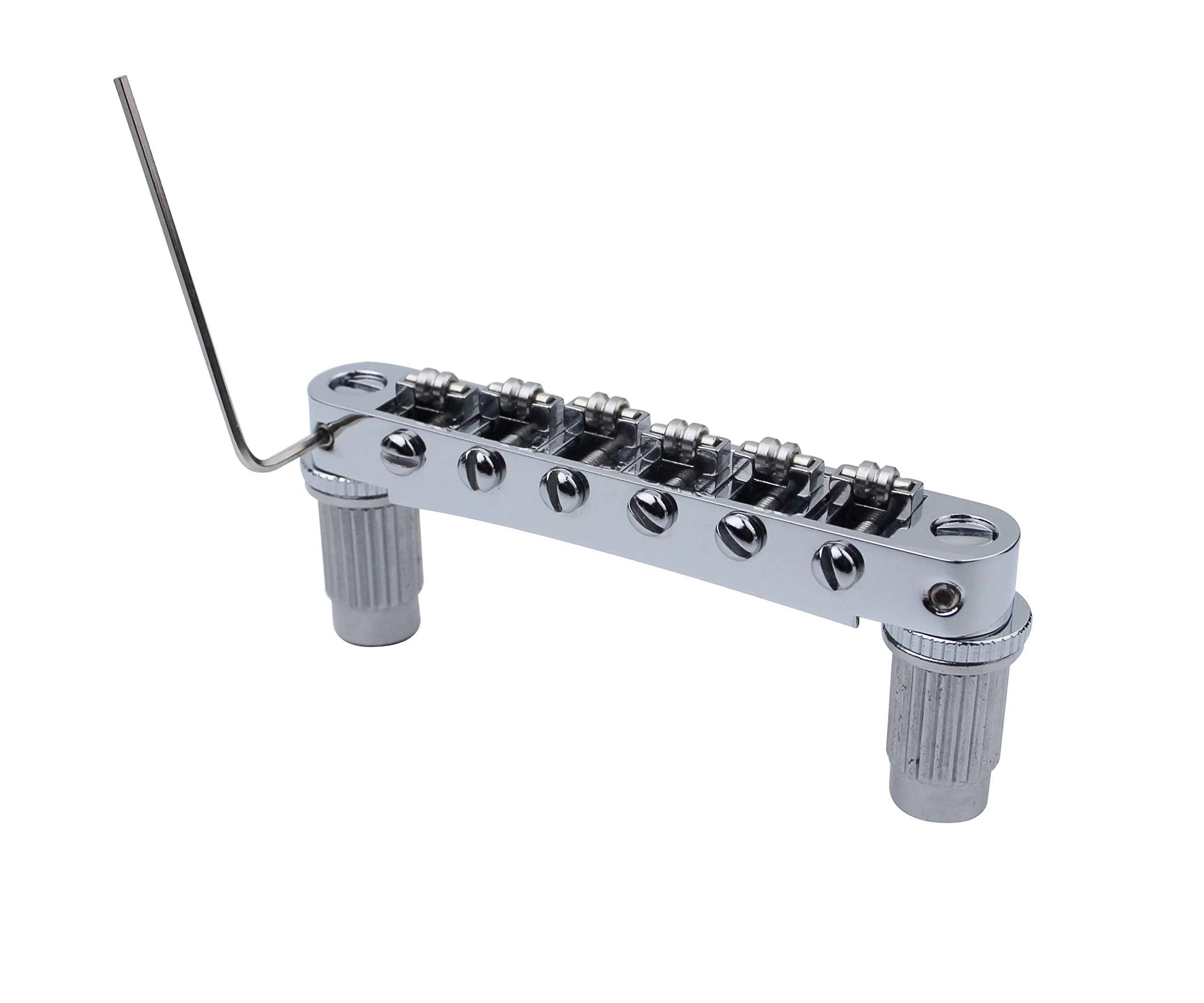 Guyker Guitar Tune-O-Matic Roller Saddle Bridge Replacement Part Compatible with Gibson Les Paul LP SG Style 6 String Electric Guitar - GM005, Chrome GM005 - Chrome
