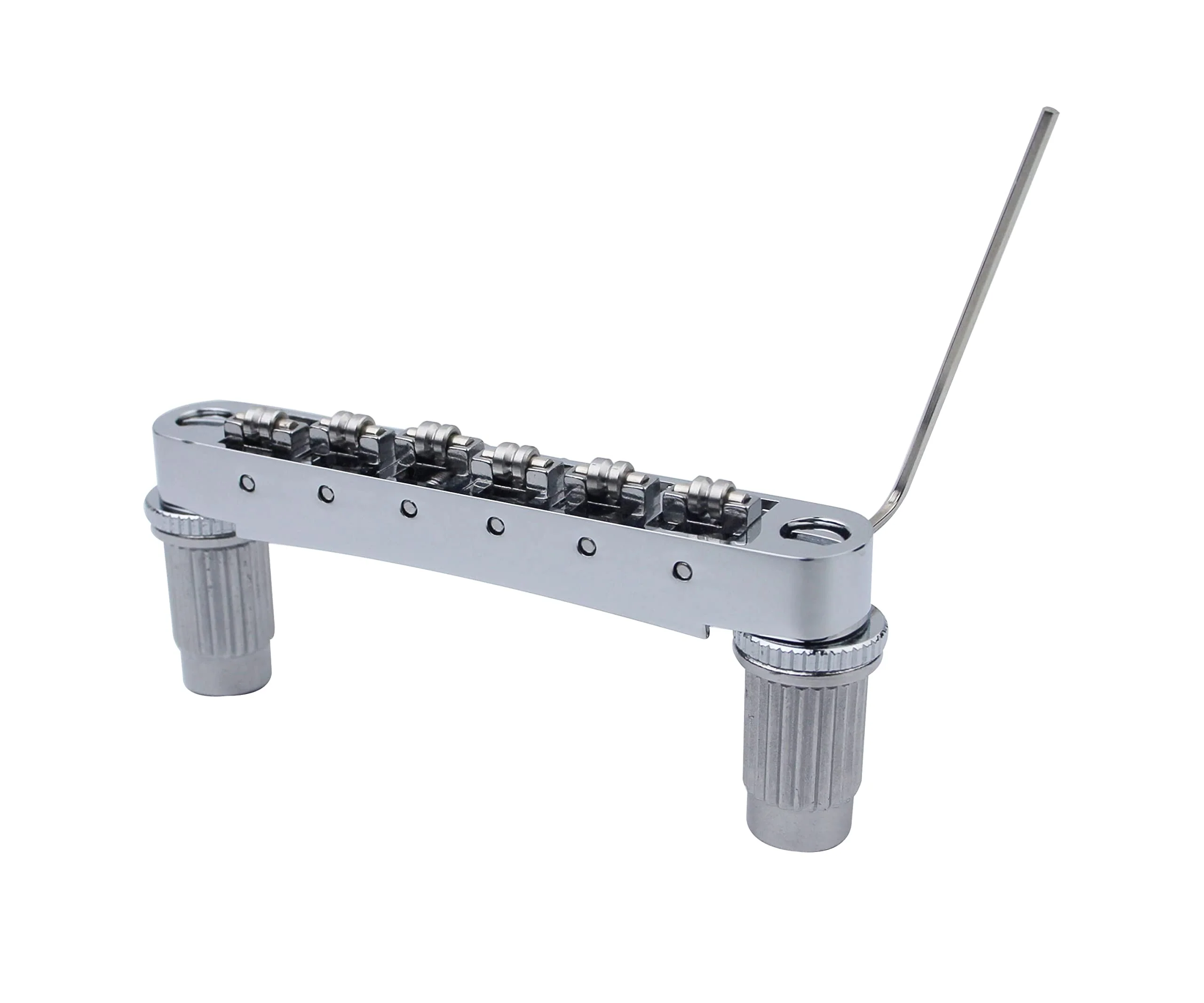 Guyker Guitar Tune-O-Matic Roller Saddle Bridge Replacement Part Compatible with Gibson Les Paul LP SG Style 6 String Electric Guitar - GM005, Chrome GM005 - Chrome - Image 4