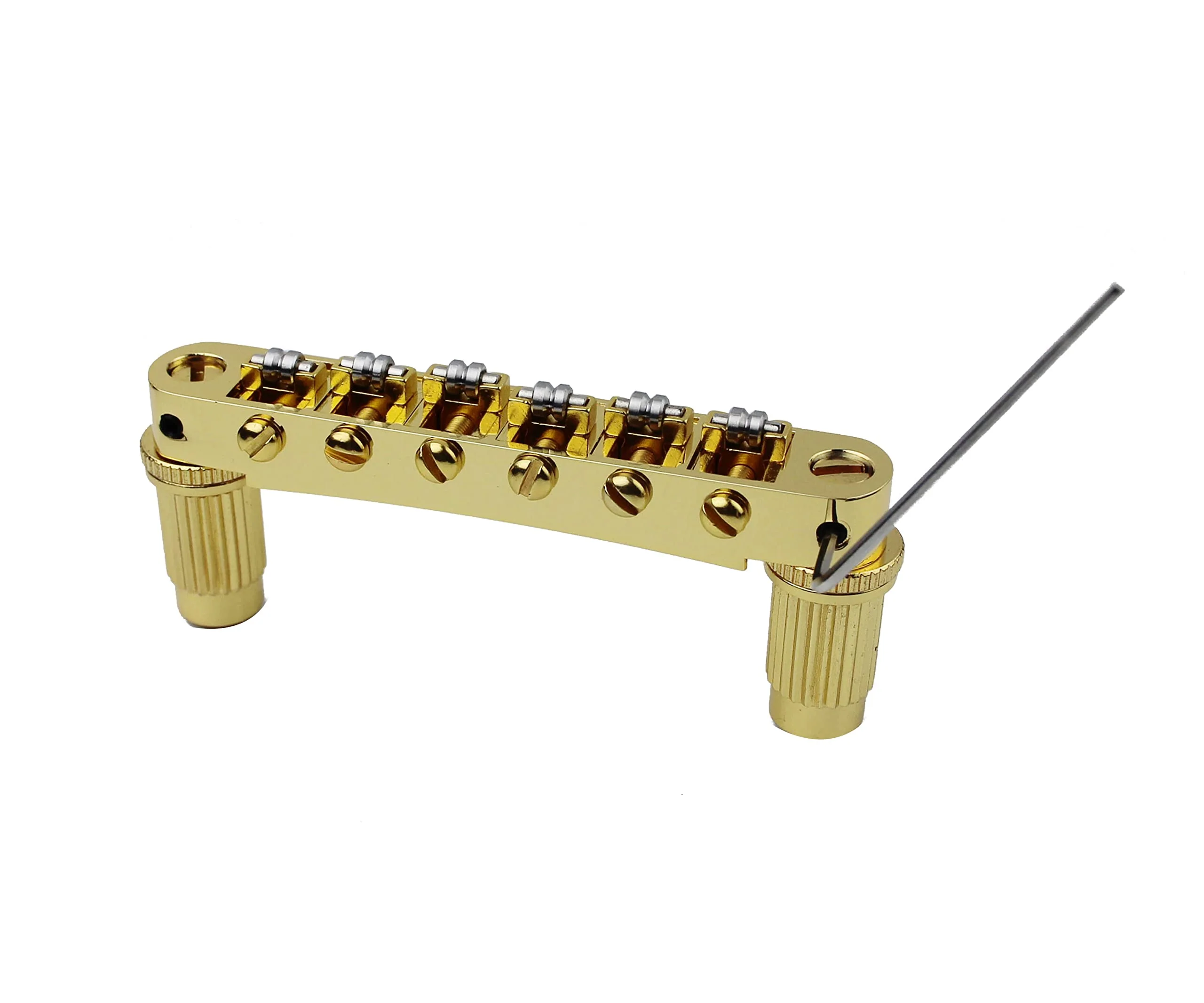 Guyker Guitar Tune-O-Matic Roller Saddle Bridge Replacement Part Compatible with Gibson Les Paul LP SG Style 6 String Electric Guitar - GM005, Golden GM005 - Golden - Image 2
