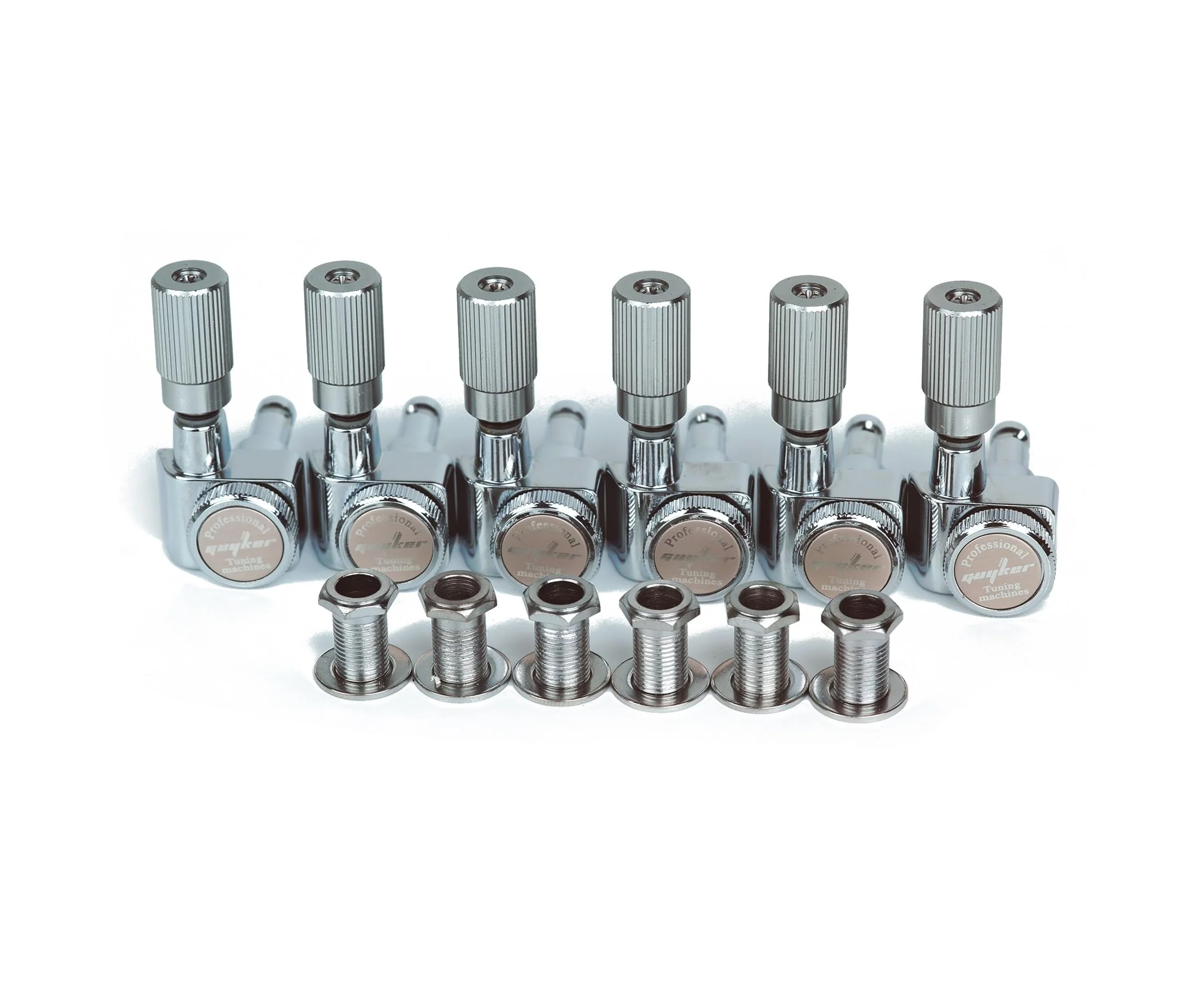 Guyker Pro 6 Inline Guitar Locking Tuners - 1:18 Lock String Tuning Key Pegs Machine Heads Set Replacement for Folk Classical Acoustic Electric Guitar - GK411SP, Chrome
