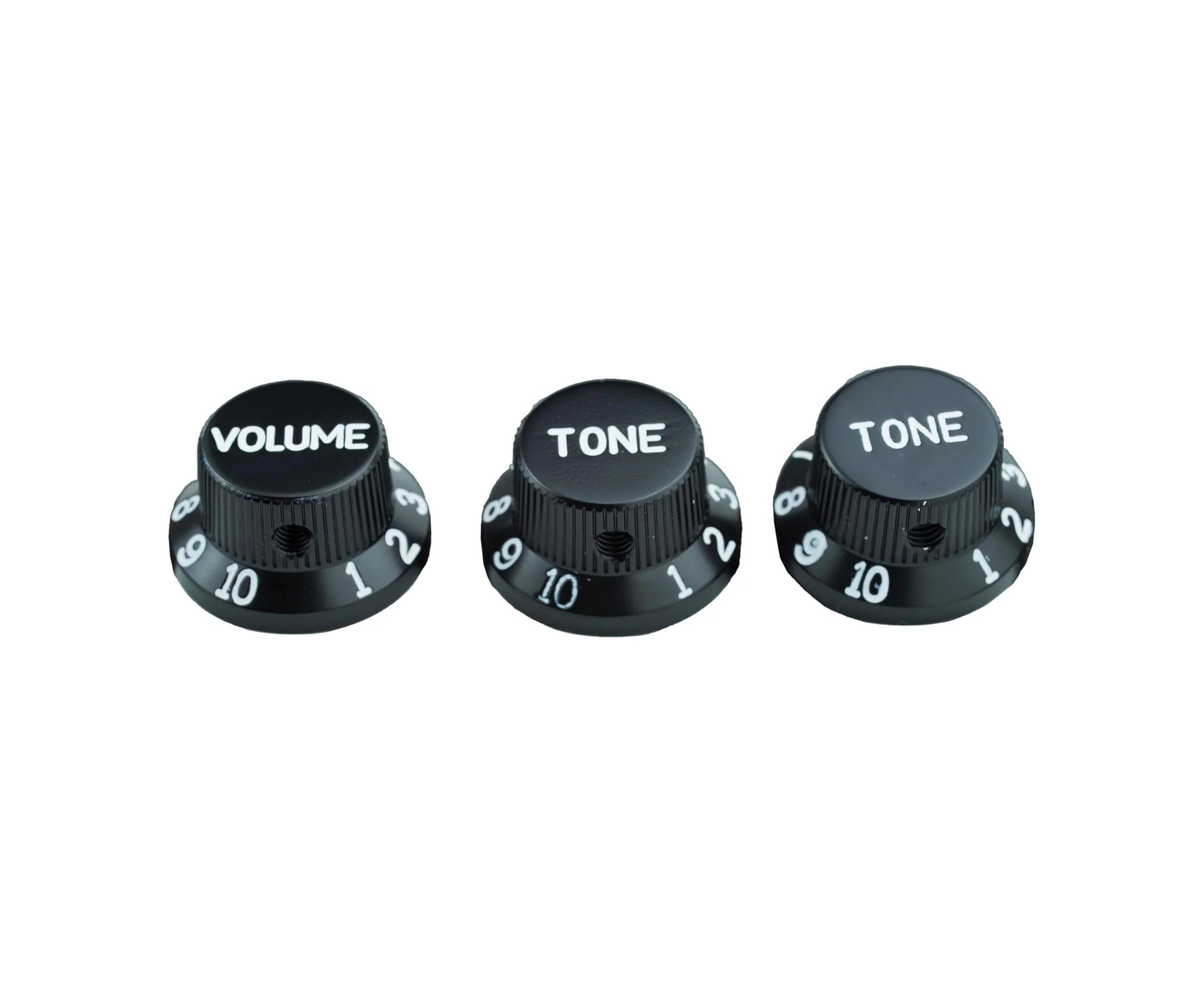 Guyker Top Hat Guitar Potentiometer Control Knobs with 6.3mm Dia. Shaft Pots - 3PCS Aluminium Alloy Bell Cap 1V2T Volume Tone Switch Knob for Electric Guitar or Precision Bass, CKB032 Black Black, 1V2T