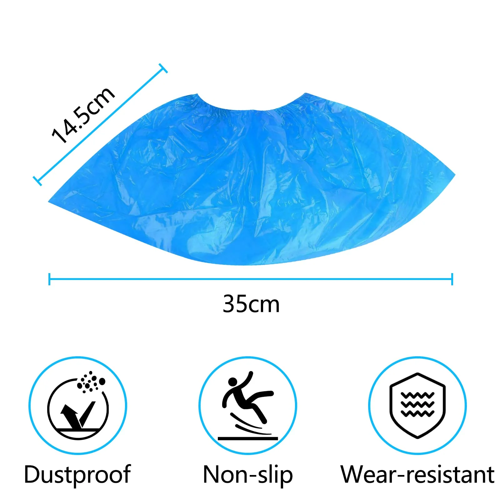 Gvolatee Pack of 100 Disposable Blue Non-Slip Waterproof Plastic Shoe Covers Non-Slip, Universal Size Overshoes, Dustproof Shoe Cover for Medicine, Construction, Garden, Factory - Image 2
