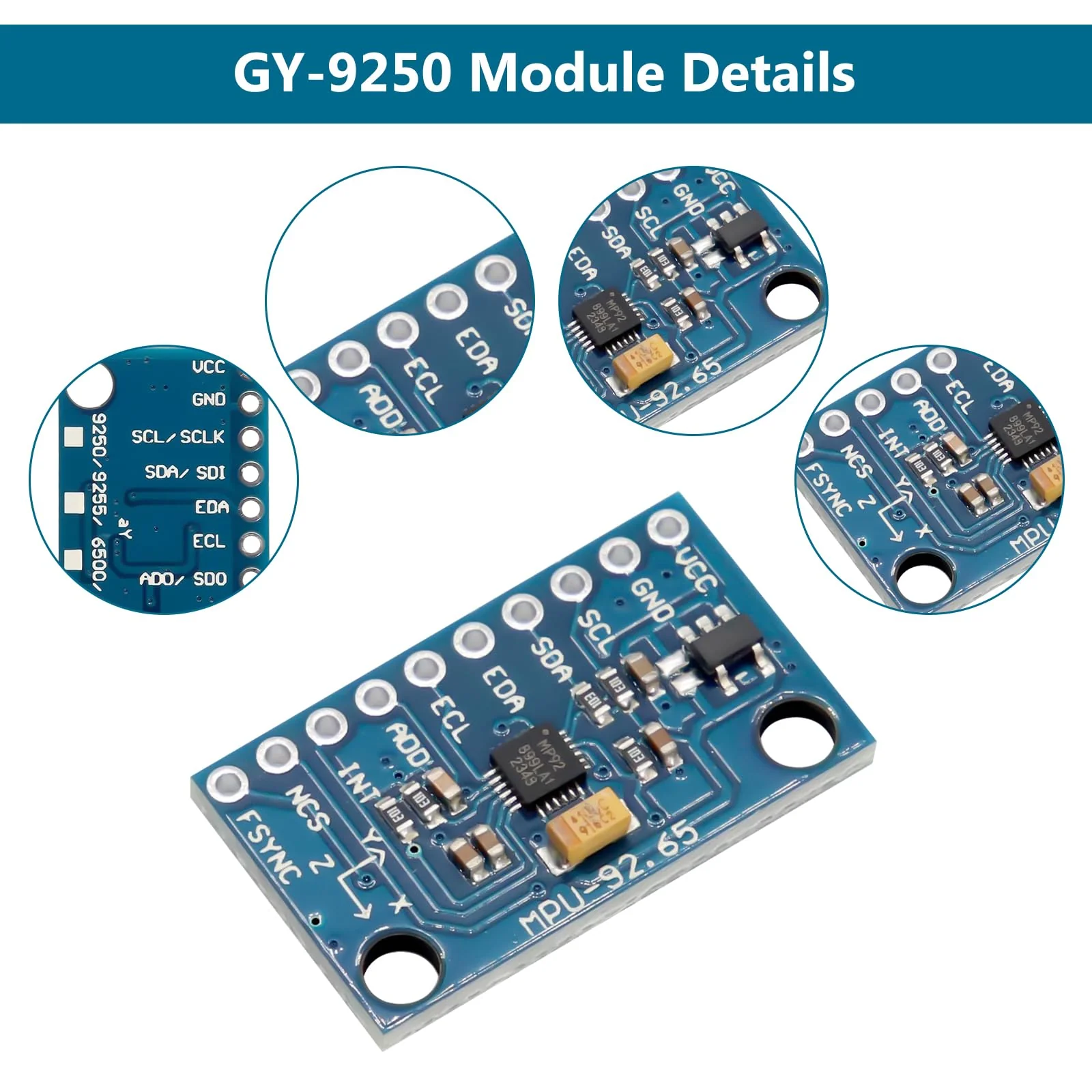 GY-9250 9-Axis Sensor Module Binghe 1 Piece MPU9250 Accelerator Gyro Sensor Compass Magnetic Field Sensor Acceleration Range ±2±4±8±16g I2C/SPI Communication 3-5V Compatible with Arduino - Image 5