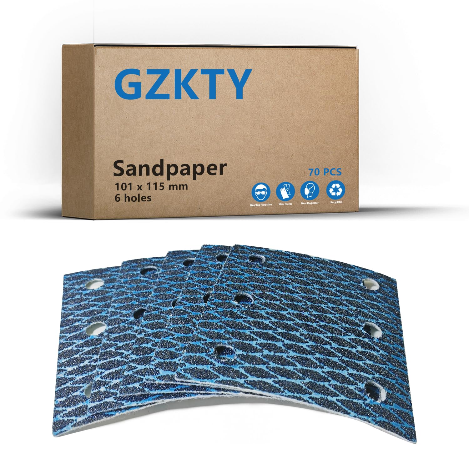 GZKTY Pack of 70 Sandpaper 6 Holes 115 x 101 mm Grit 40/60/80/100/120/180/240 for BO4555 BO4554 BO4561 DBO484Z DBO480Z BO4565K BO4565J BO4565J BO4566 5 OrOrsansan 70 pieces - 40/60/80/100/120/180/240 grit