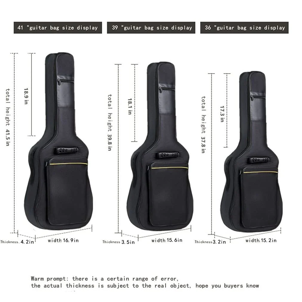 H&Z Simple 40 41 42 Inch Acoustic Folk Guitar Bag Backpack Double Straps 600D Oxford Guitar Soft Carry Case Guitar Cover (41 inch) 41 inch - Image 3