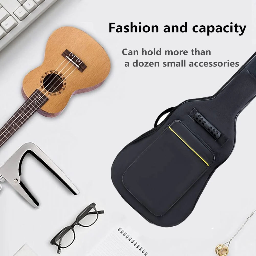 H&Z Simple 40 41 42 Inch Acoustic Folk Guitar Bag Backpack Double Straps 600D Oxford Guitar Soft Carry Case Guitar Cover (41 inch) 41 inch - Image 4