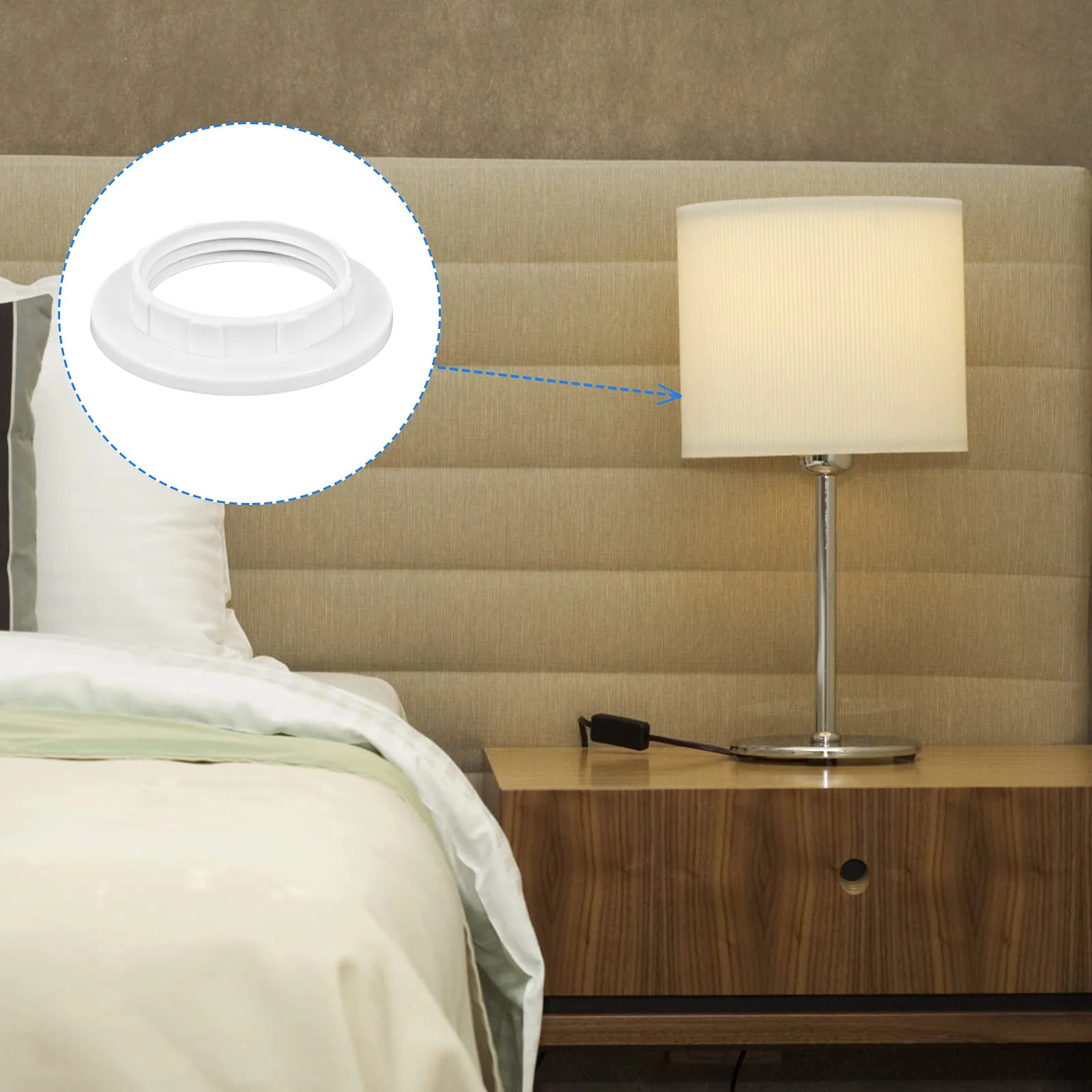 Haisheng Pack of 15 Screw Ring E14 White Lamp Holder Lock Thread Ring Replacement Ring Plastic E14 Socket Screw Ring Lamp Holder Lampshade Ring Set for Lamps Shade and Glass Elements (White) - Image 2