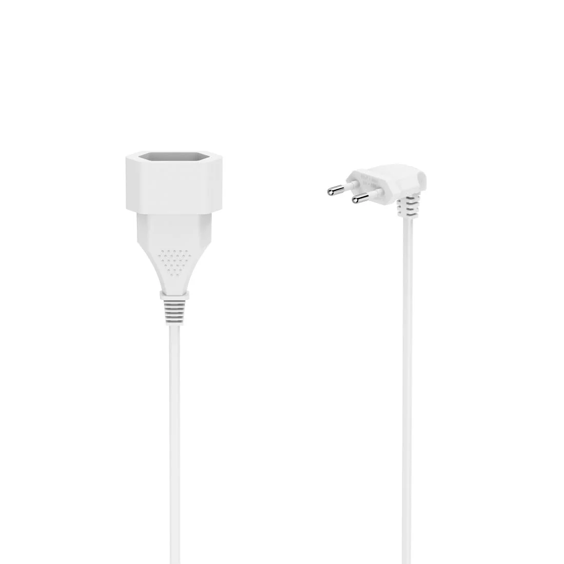 Hama Extension Cable, Angled Euro Plug, 3 m (Extension Cable 3 m, 90°, Space-Saving Flat Plug, Power Cable Extension, Kink Protection, Robust, for Indoor) White