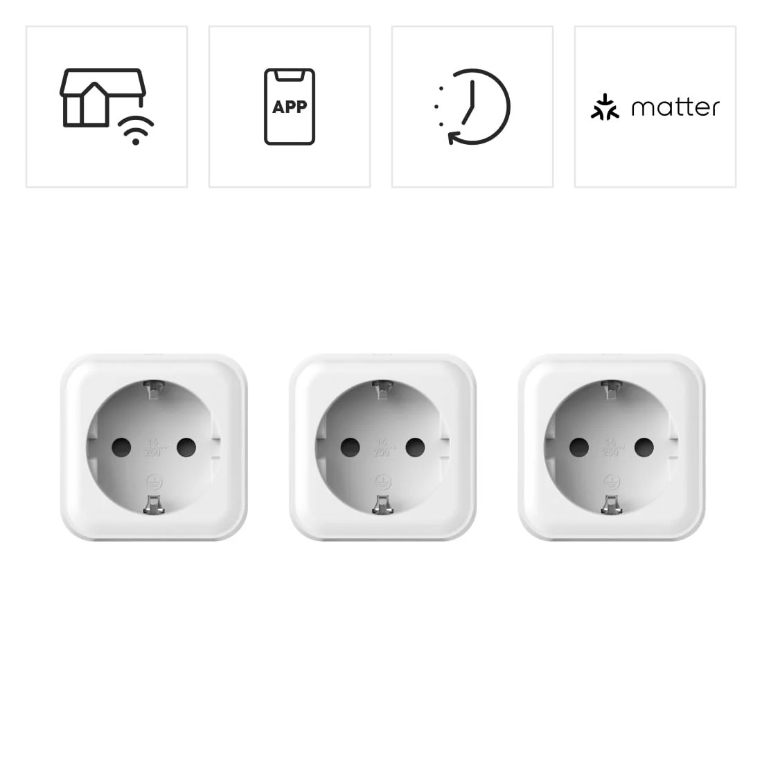 Hama WLAN Socket, Pack of 3 (with Matte Smart Home, Universal, WLAN Controlled Socket with App and Voice Control, as Timer, 3680 W) Pack of 3 - Indoor - Image 2