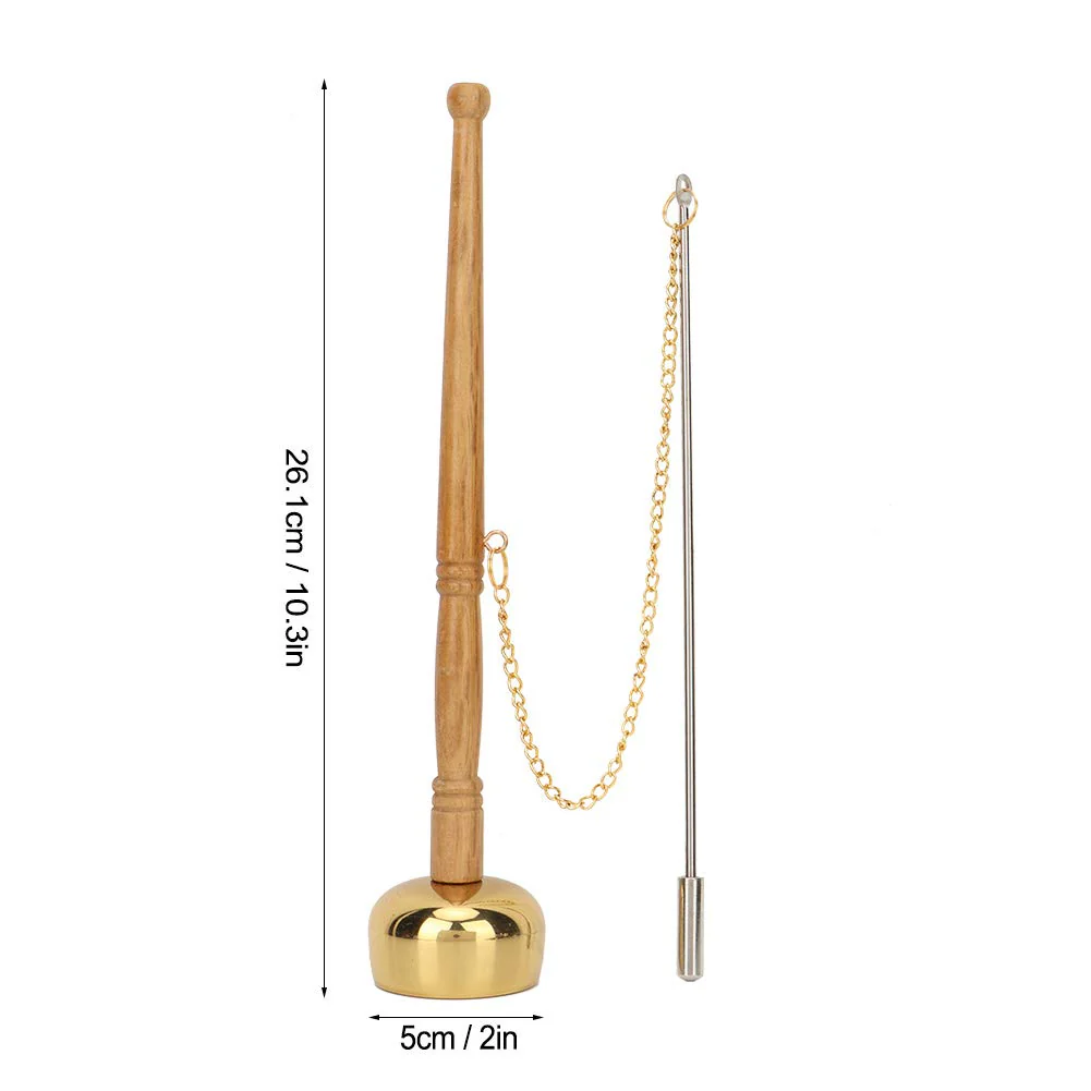 Hand Bell, Meditation Prayer Bells Buddhism Wooden Handle Brass Hand Bell Singing Scripture Implement Buddhist Supplies - Image 2