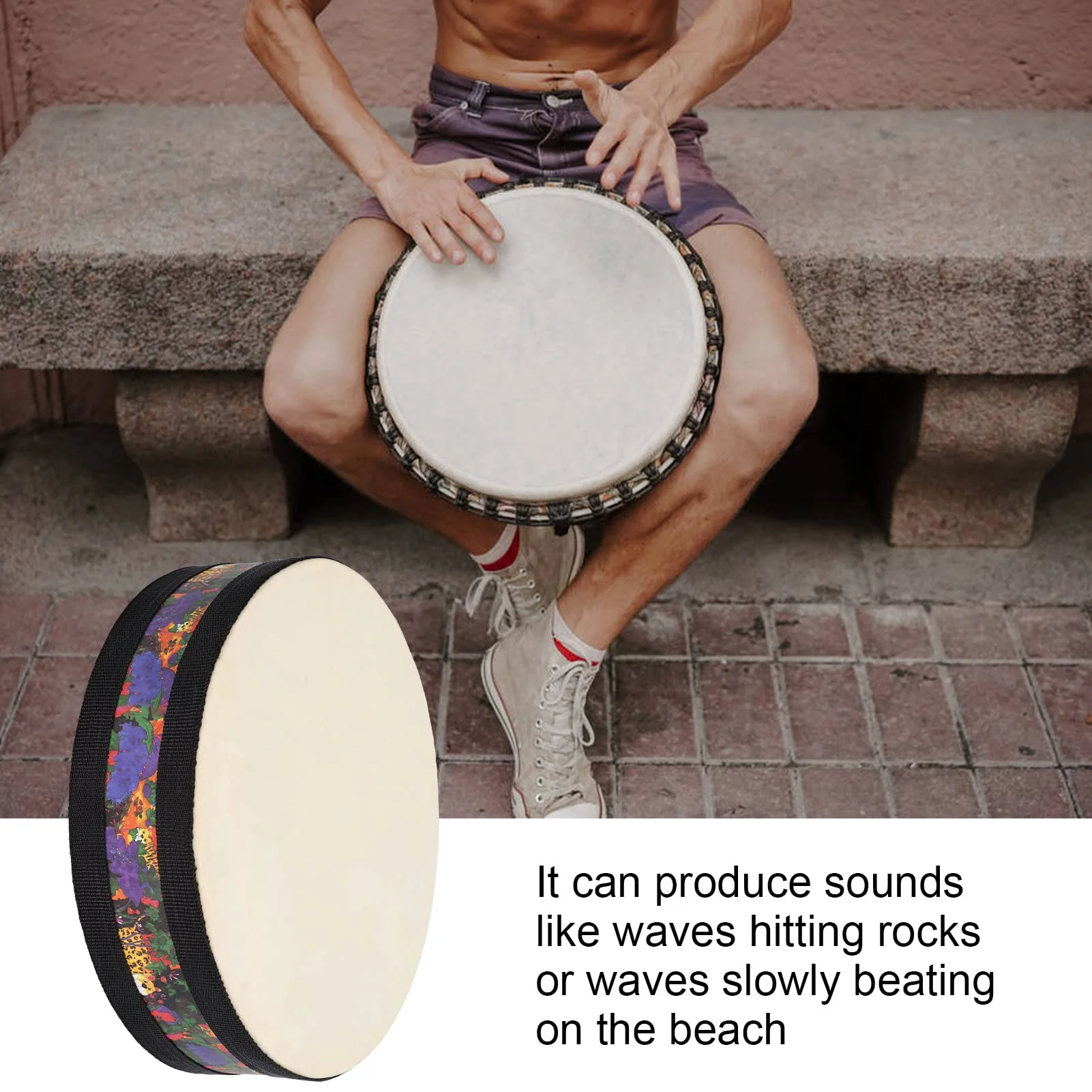 Hand Drum, Good Structure Exquisite Beautiful Ocean Drum Long Service Life Number Patterns Unique Design for Ornaments for Toy - Image 4