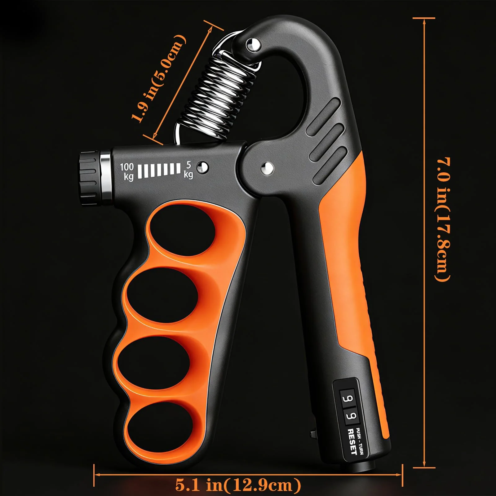 Hand Gripper Strengthener, 11-220LBs Adjustable Resistance Grip Strength Trainer with Counter, Forearm Exerciser for Injury Recovery and Muscle Building Red-2PCS - Image 3