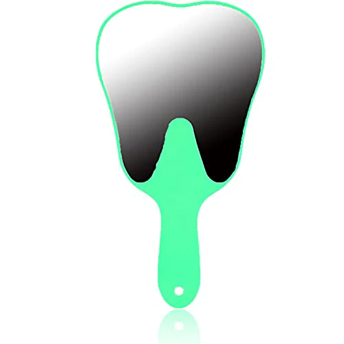 Hand Mirror, Small Hand Mirror, Single-sided Hand Mirror with Low Magnification, Dental Care Hand Mirror Tool, Fashionable, Cute Dental Care, Hand Mirror Tool, 4 Colours, Plastic Handle (Green)