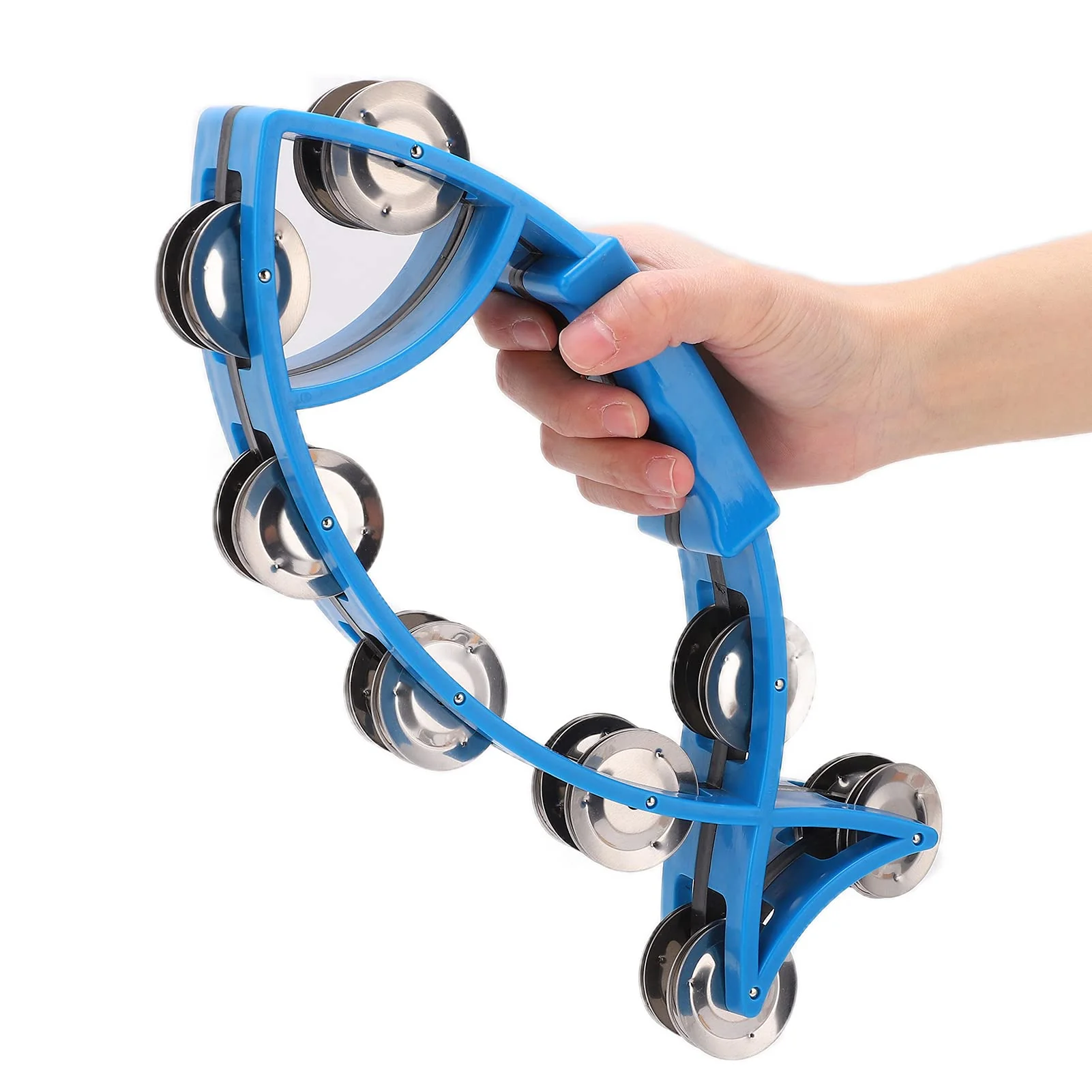 Hand Tambourine Bell Fish Shaped Double Row Tambourines Hand Drum Bell Musical Rhythm Instrument without Burrs(blue) blue - Image 3