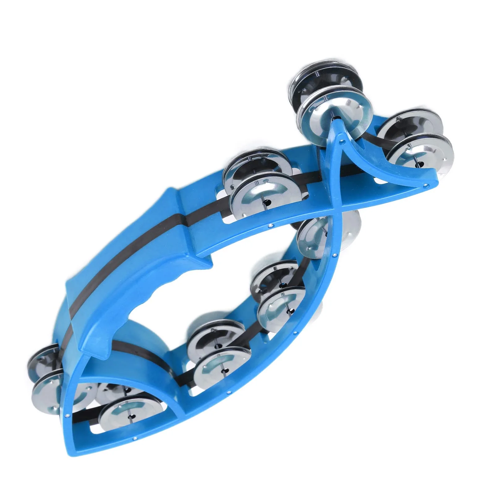 Hand Tambourine Bell Fish Shaped Double Row Tambourines Hand Drum Bell Musical Rhythm Instrument without Burrs(blue) blue - Image 5