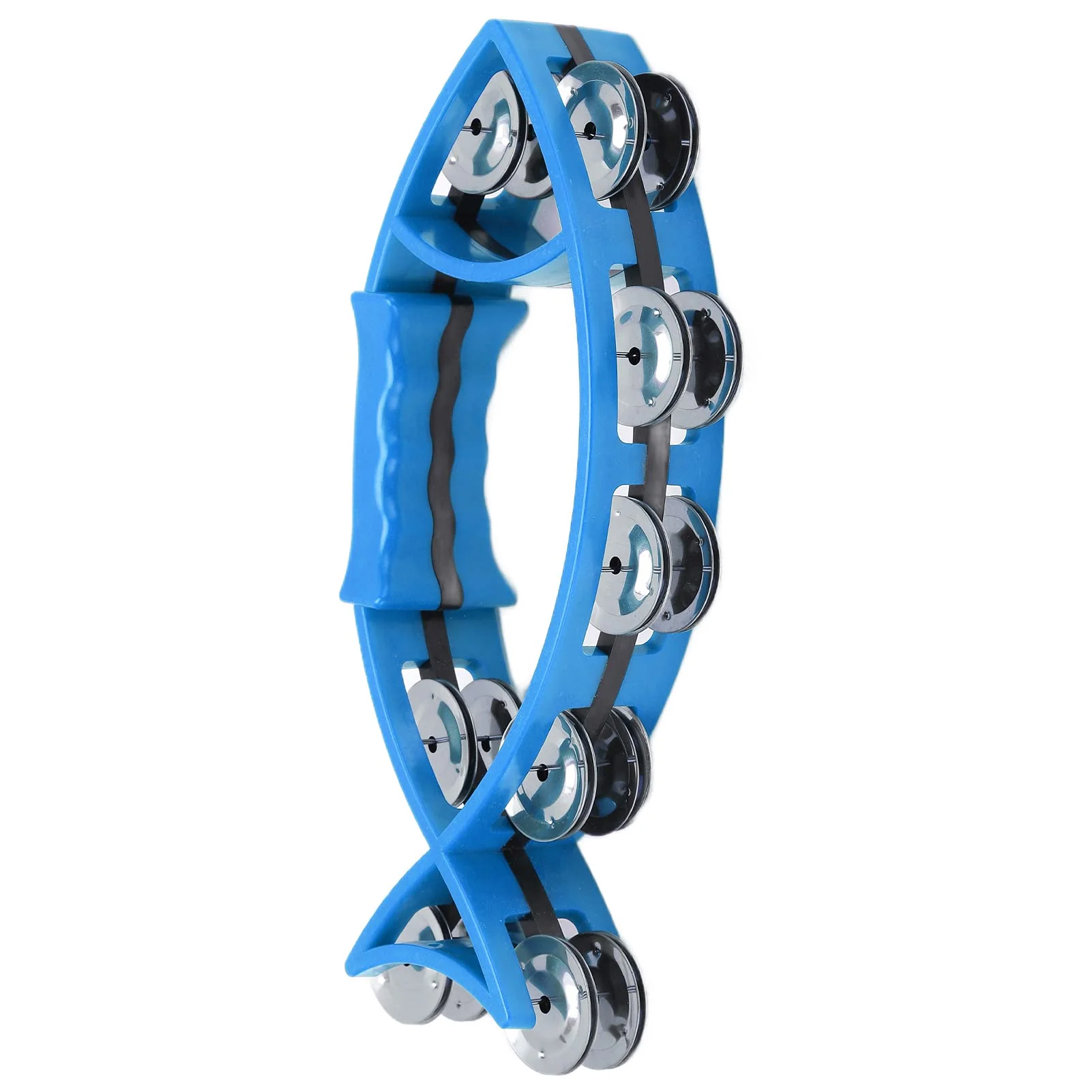 Hand Tambourine Bell Fish Shaped Double Row Tambourines Hand Drum Bell Musical Rhythm Instrument without Burrs(blue) blue - Image 7