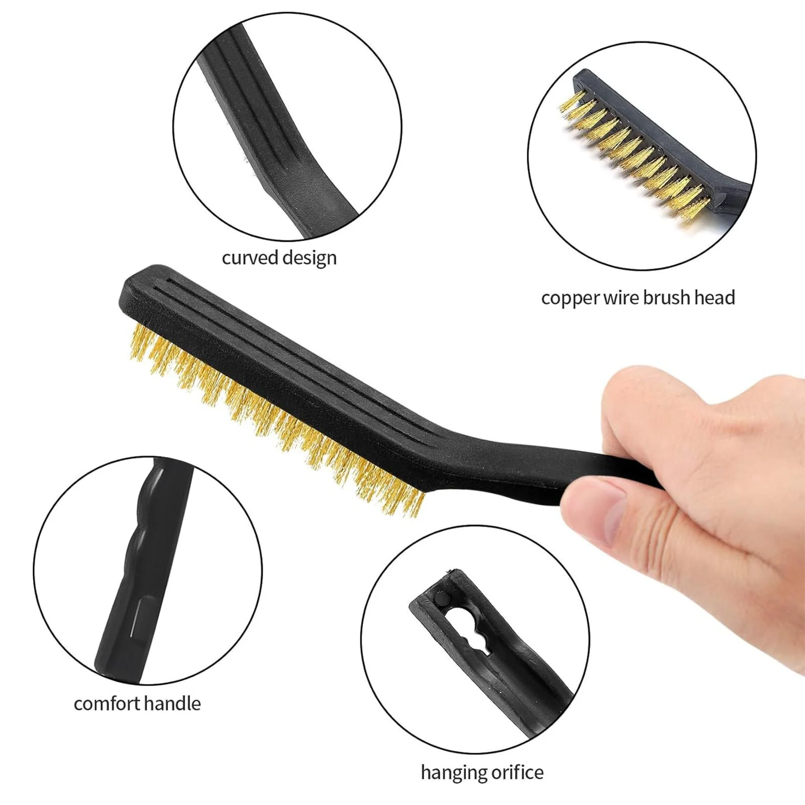 Hand Wire Brush Set, 9 Pieces, 3 x Nylon Brushes, 3 x Stainless Steel Brushes, 3 x Brass Wire Brushes, for Removing Stubborn Residues, Rust, Cleaning Grill, Rust, Oil Stains, Painting, Dust - Image 3