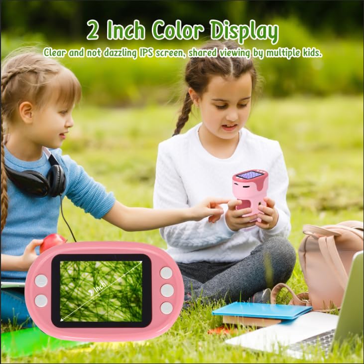 Handheld Digital Microscope for Kids with 2'' HD Screen, 200~1000X Pocket Microscope, Starter Kit with 6 Random Specimen Slides and 32G SD Card Included, Educational Gift for Children Age 6+ (Pink) Pink - Image 6
