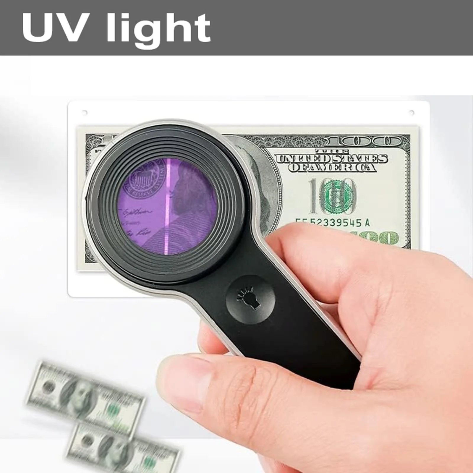 Handheld Magnifier Loupe 60x with UV and LED Lights, USB Rechargeable Illuminated Jewelers Loupe Optical Glass Magnifying Glass for Diamond, Jewelry, Coins, Stamps, Currency, Circuit Board - Image 2