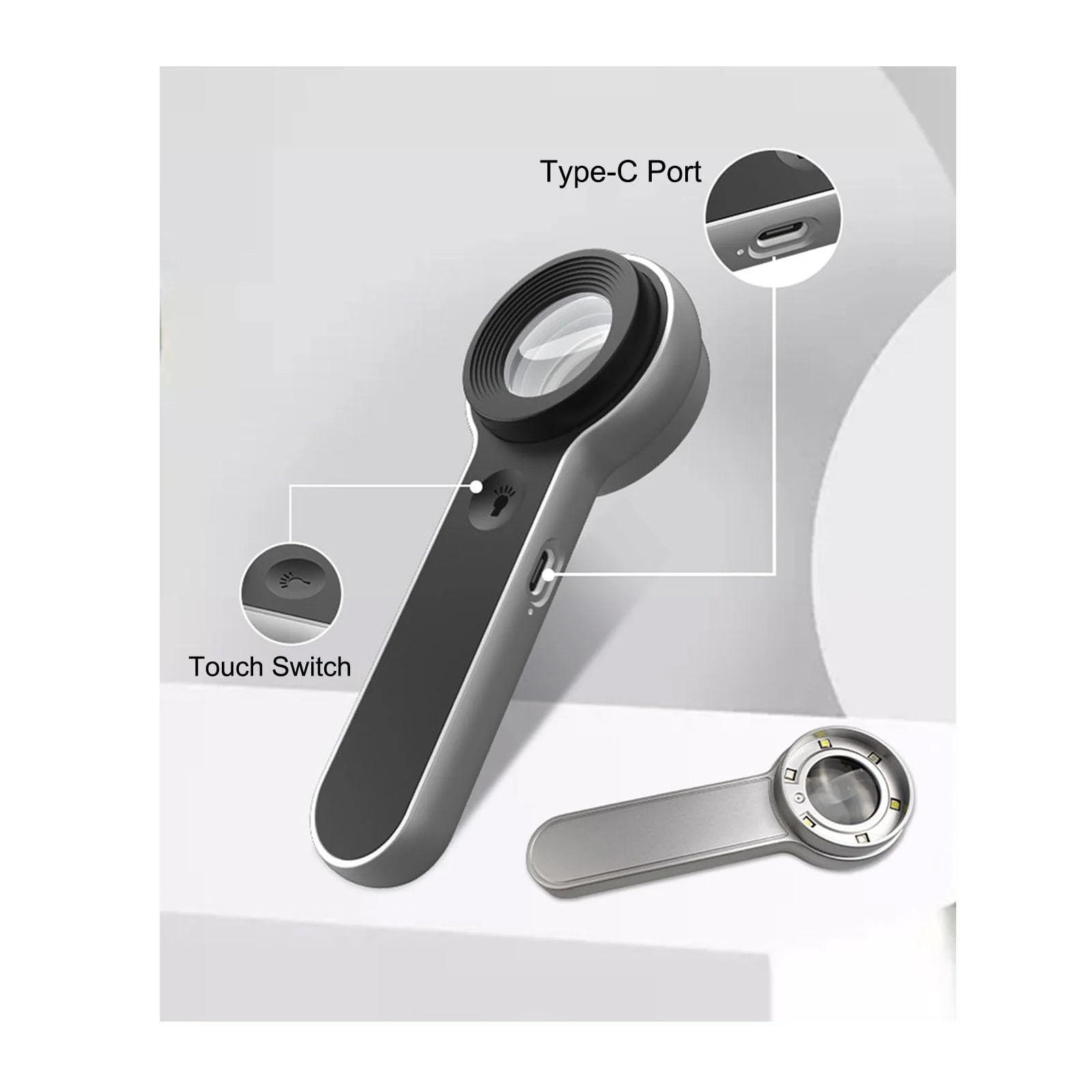 Handheld Magnifier Loupe 60x with UV and LED Lights, USB Rechargeable Illuminated Jewelers Loupe Optical Glass Magnifying Glass for Diamond, Jewelry, Coins, Stamps, Currency, Circuit Board - Image 9