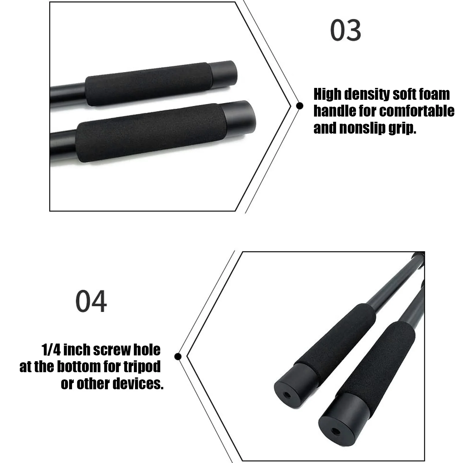 Handheld Mic Boom Pole, 4 5 Section Extendable Microphone Boom Arm with Foam Handle and 1/4in Threads, Telescopic Adjustable Mic Stand for Camera Phone Microphones(5) - Image 4