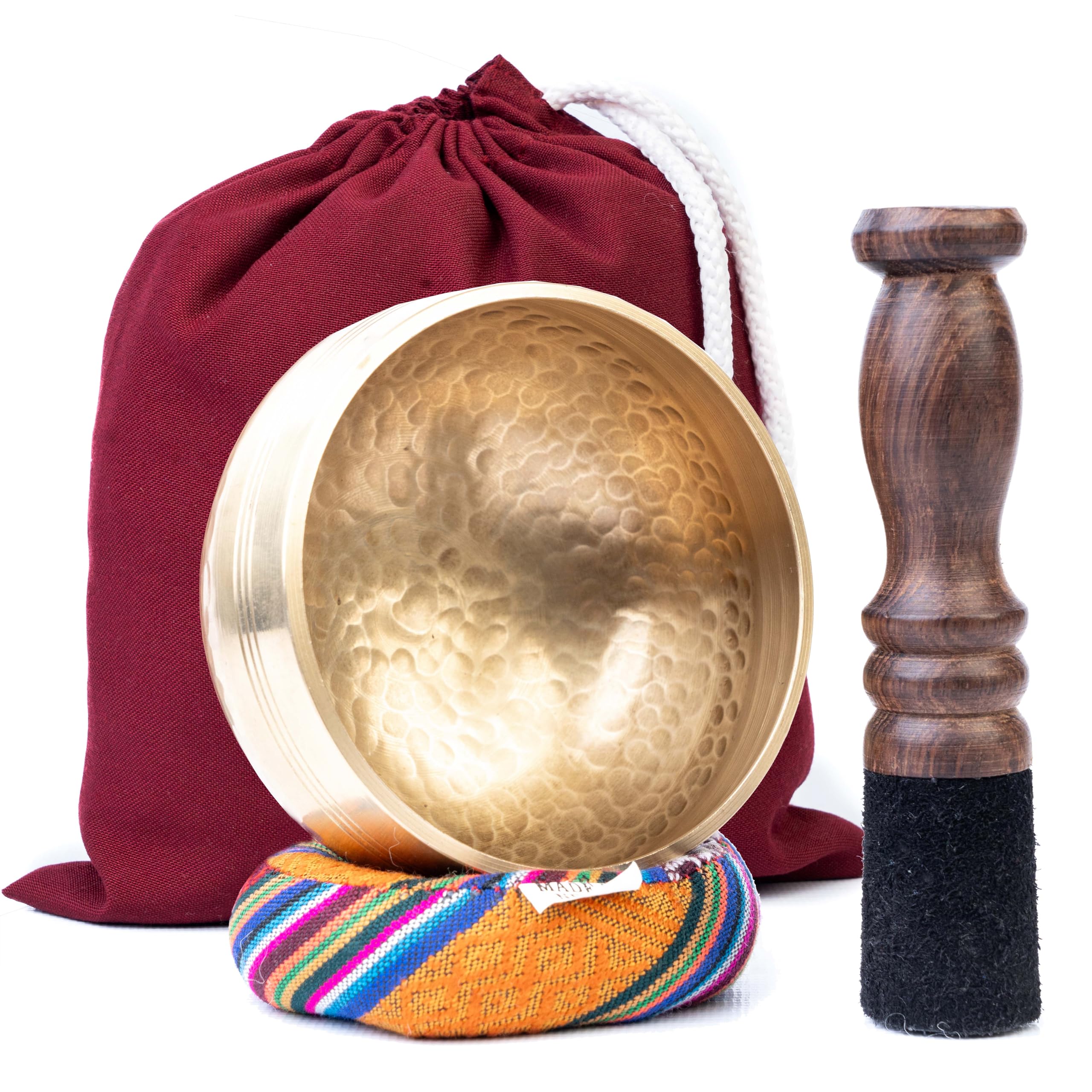 Handmade Tibetan Singing Bowl-Meditation Bowl with Cushion, Mallet and Carry Bag-Handcrafted in Nepal- best for Yoga, Chakra Healing, Mindfulness, and Stress Relief-Spiritual Gifts for Women and Men